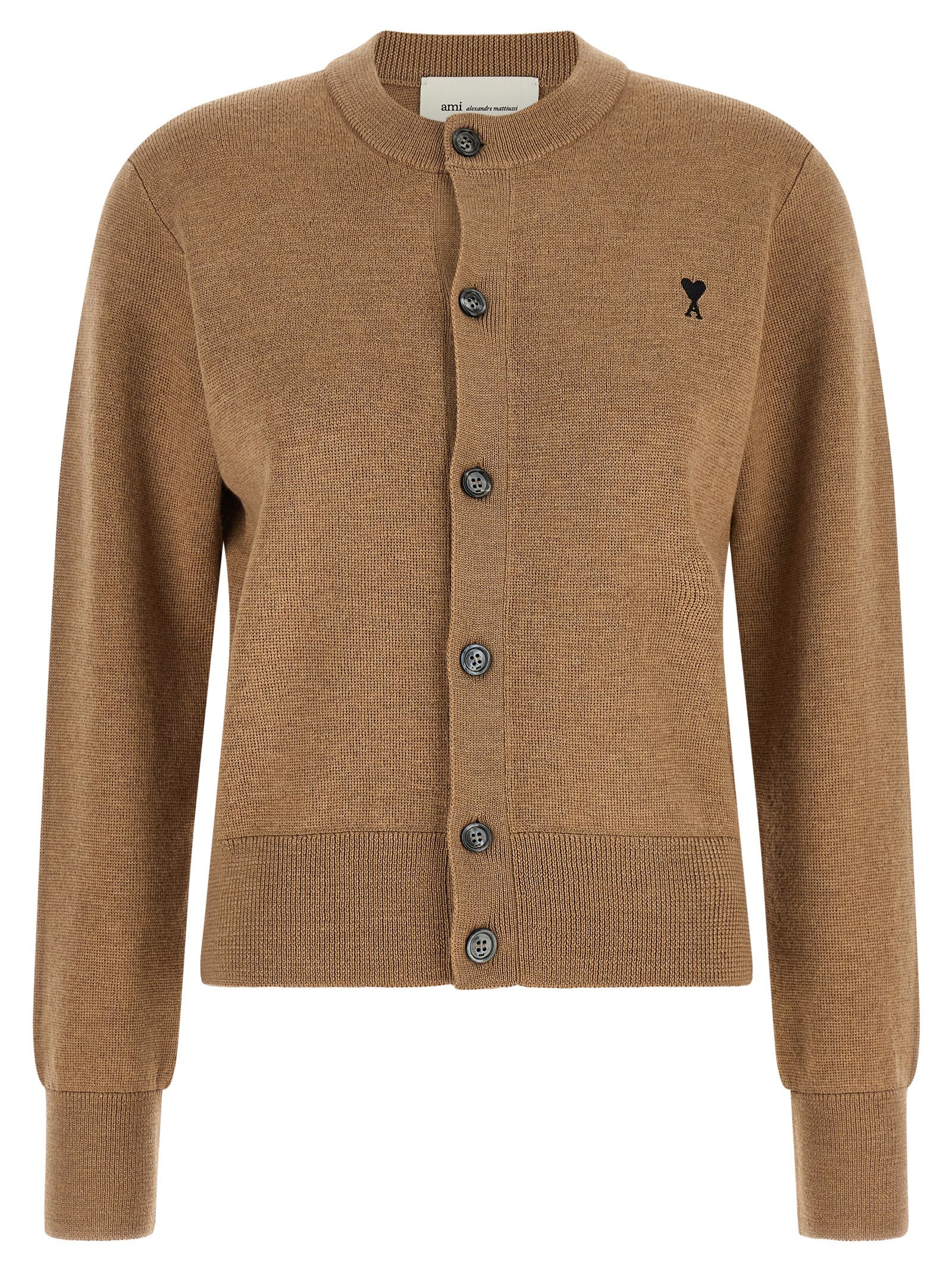 Ami Paris Beige Wool Women's Cardigan
