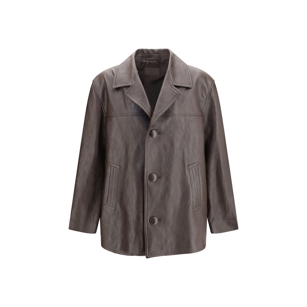 Saint Laurent Black Wool Oves Aries Leather Men's Jacket