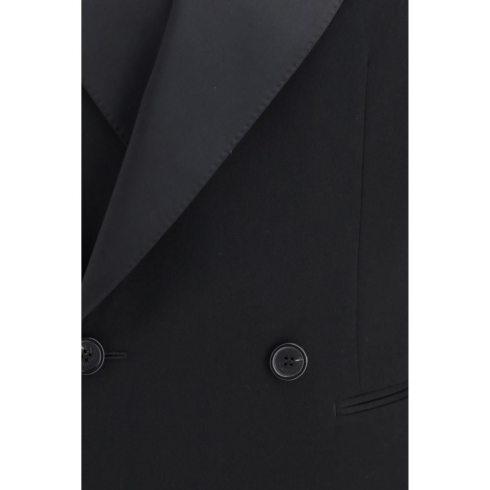 Saint Laurent Black Wool Oves Aries Leather Men's Jacket