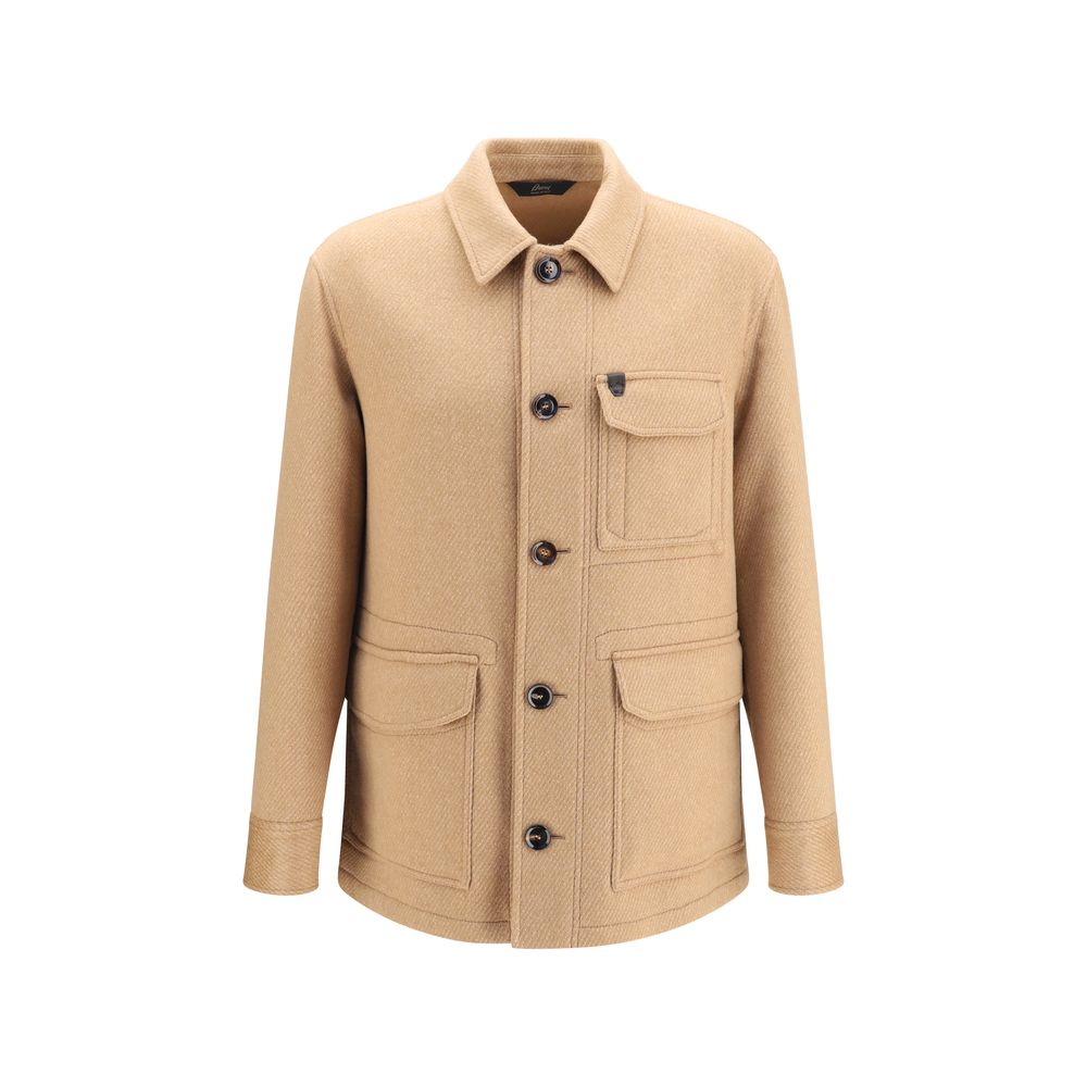 Brioni Beige Cashmere Leather Men's Jacket