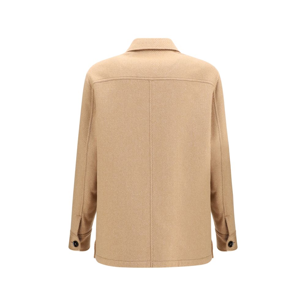 Brioni Beige Cashmere Leather Men's Jacket
