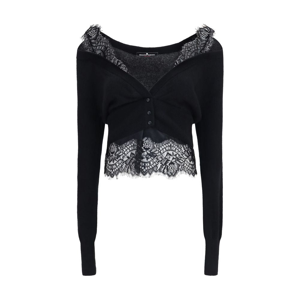 Ermanno Scervino Black Cashmere Women's Cardigan