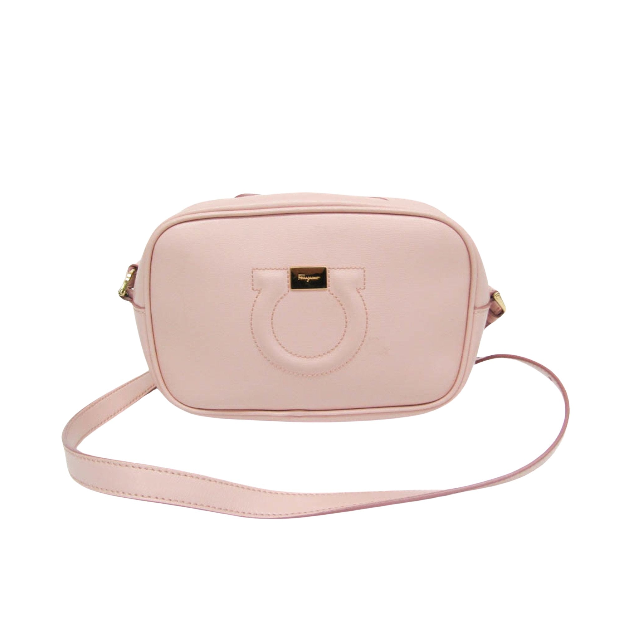 Salvatore Ferragamo Gancini Pink Leather Clutch Bag (Pre-Owned)
