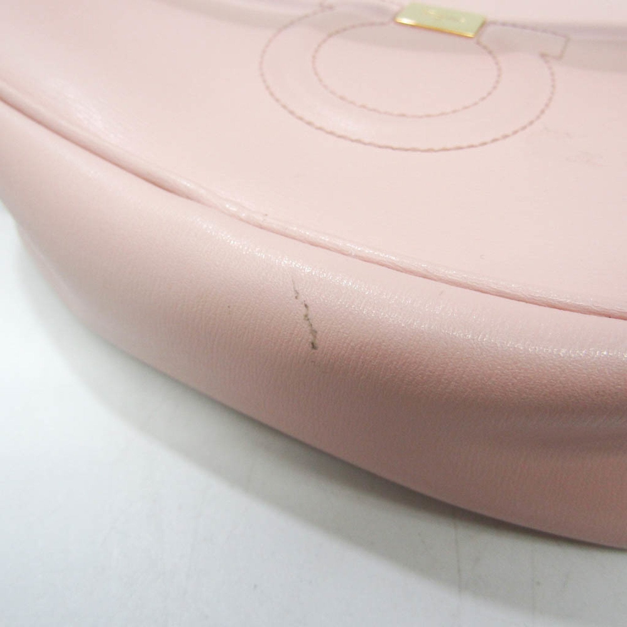 Salvatore Ferragamo Gancini Pink Leather Clutch Bag (Pre-Owned)