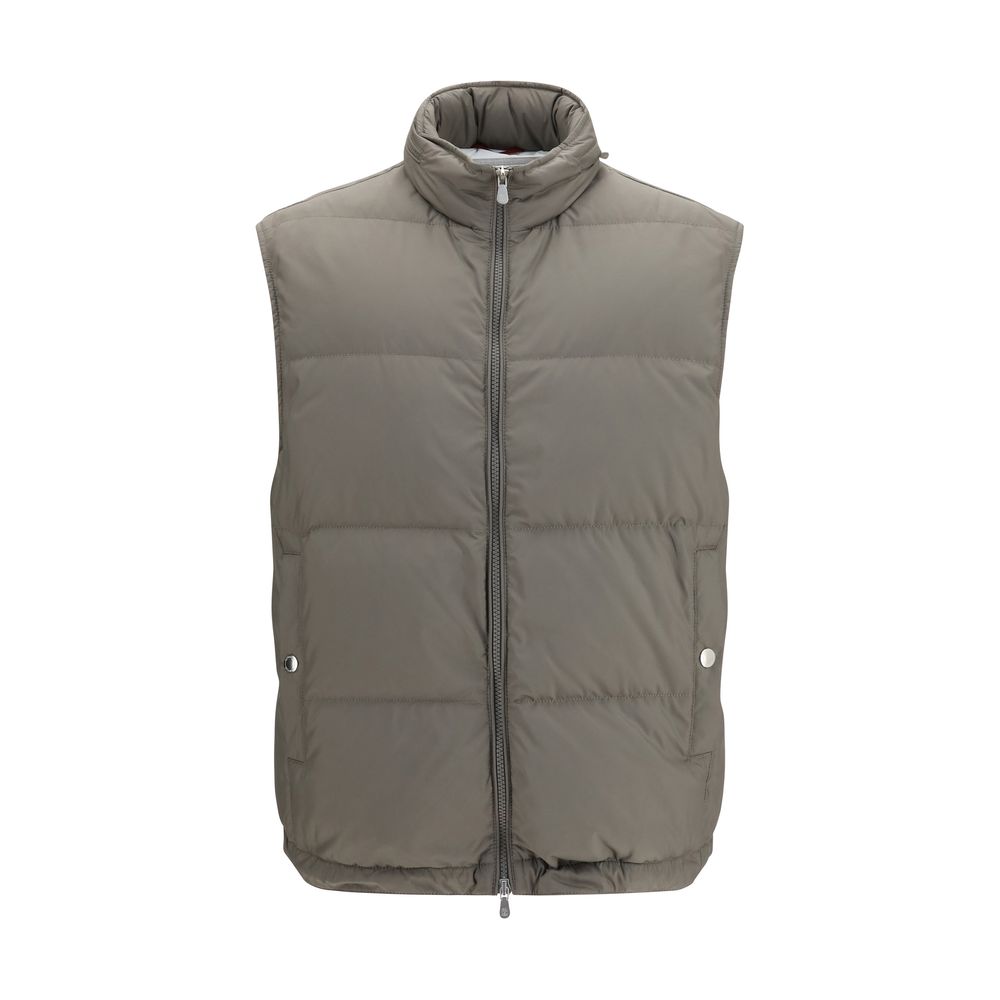 Brunello Cucinelli Gray Polyester Sleeveless Men's Jacket