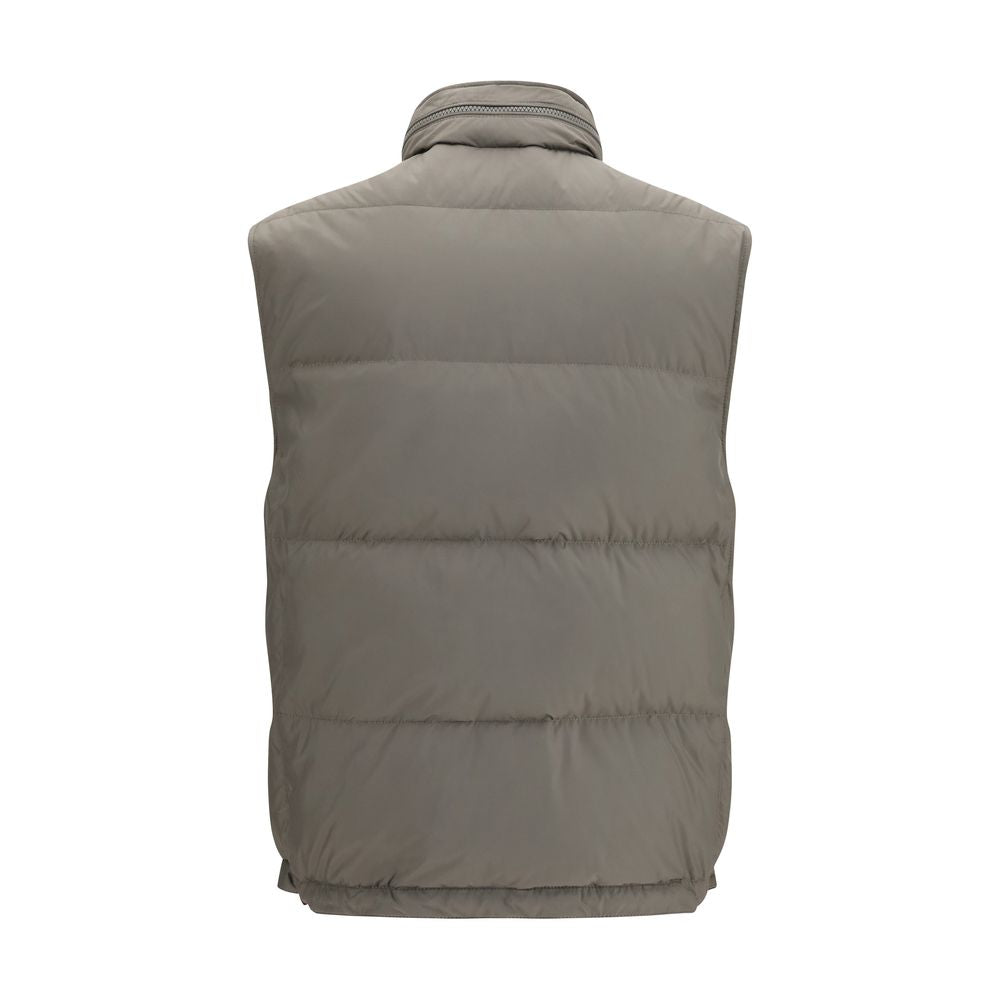 Brunello Cucinelli Gray Polyester Sleeveless Men's Jacket