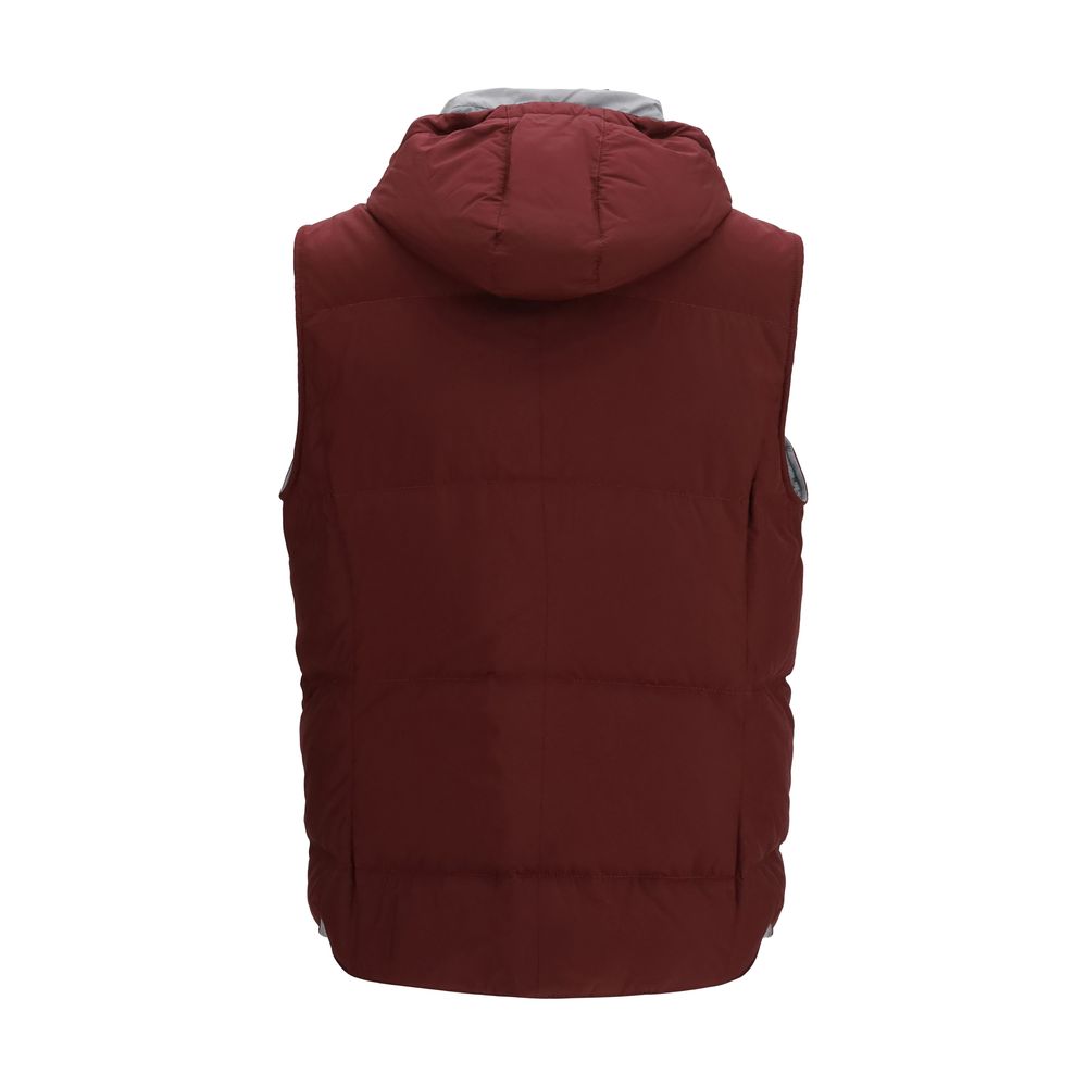 Brunello Cucinelli Bordeaux Polyester Sleeveless Men's Jacket
