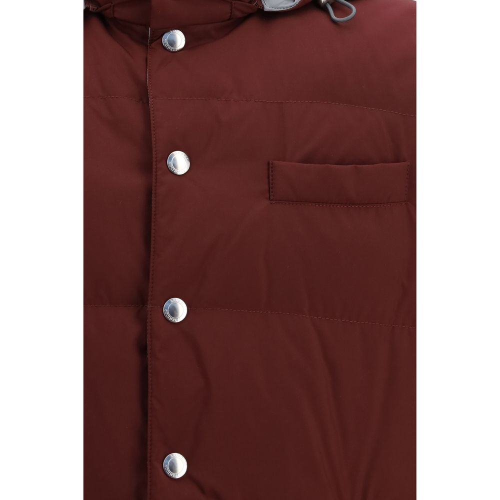Brunello Cucinelli Bordeaux Polyester Sleeveless Men's Jacket