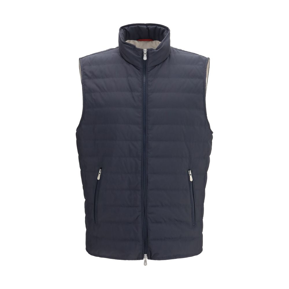 Brunello Cucinelli Blue Polyester Sleeveless Men's Jacket