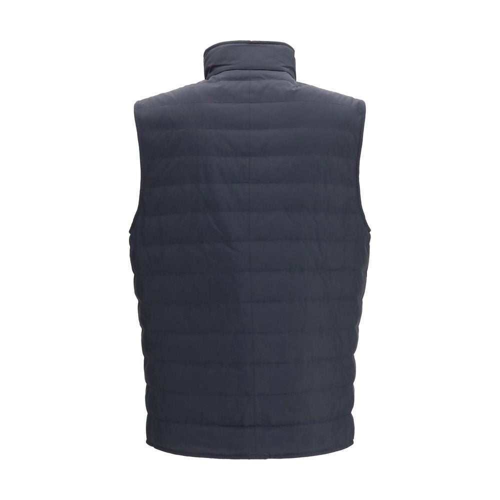 Brunello Cucinelli Blue Polyester Sleeveless Men's Jacket
