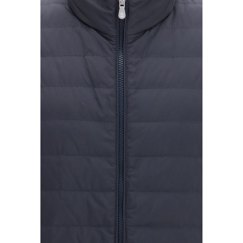 Brunello Cucinelli Blue Polyester Sleeveless Men's Jacket