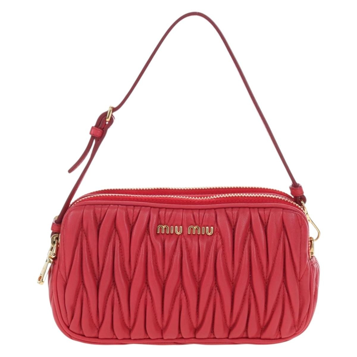 Miu Miu Tech Matelasse Leather Red Leather Crossbody Bag Bag (Pre-Owned)