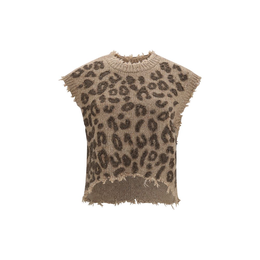 R13 Beige Cashmere Sleeveles Women's Sweater