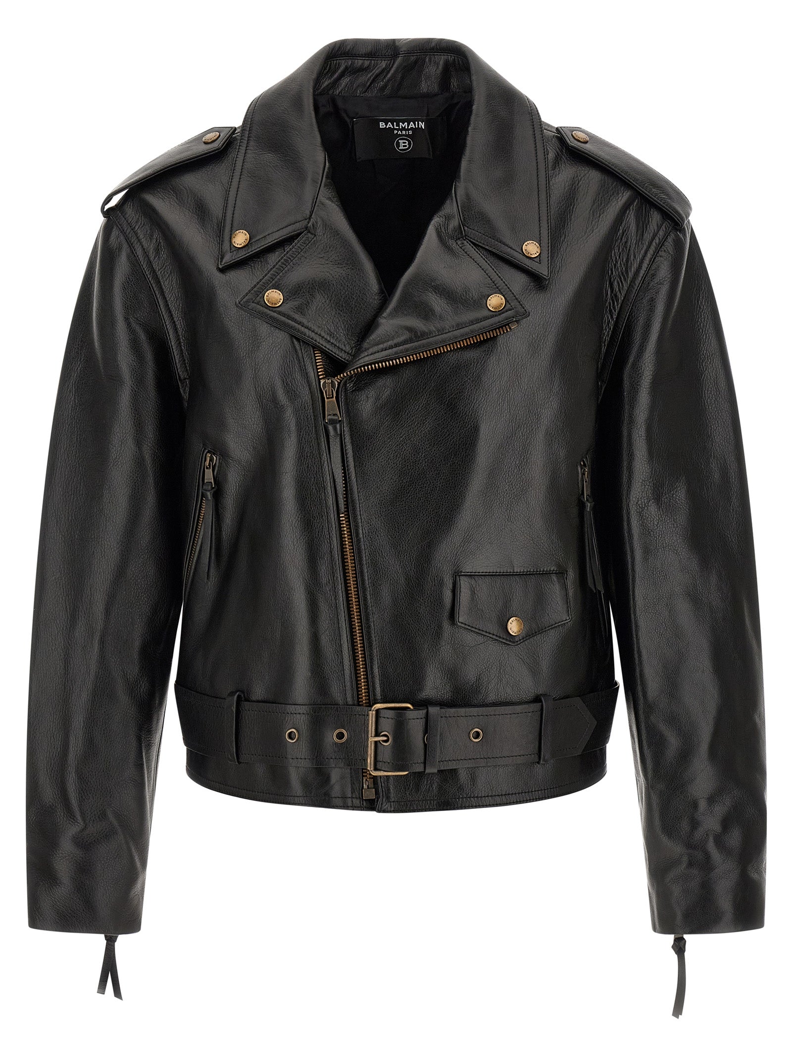 Balmain Black Calfskin Leather Men's Jacket