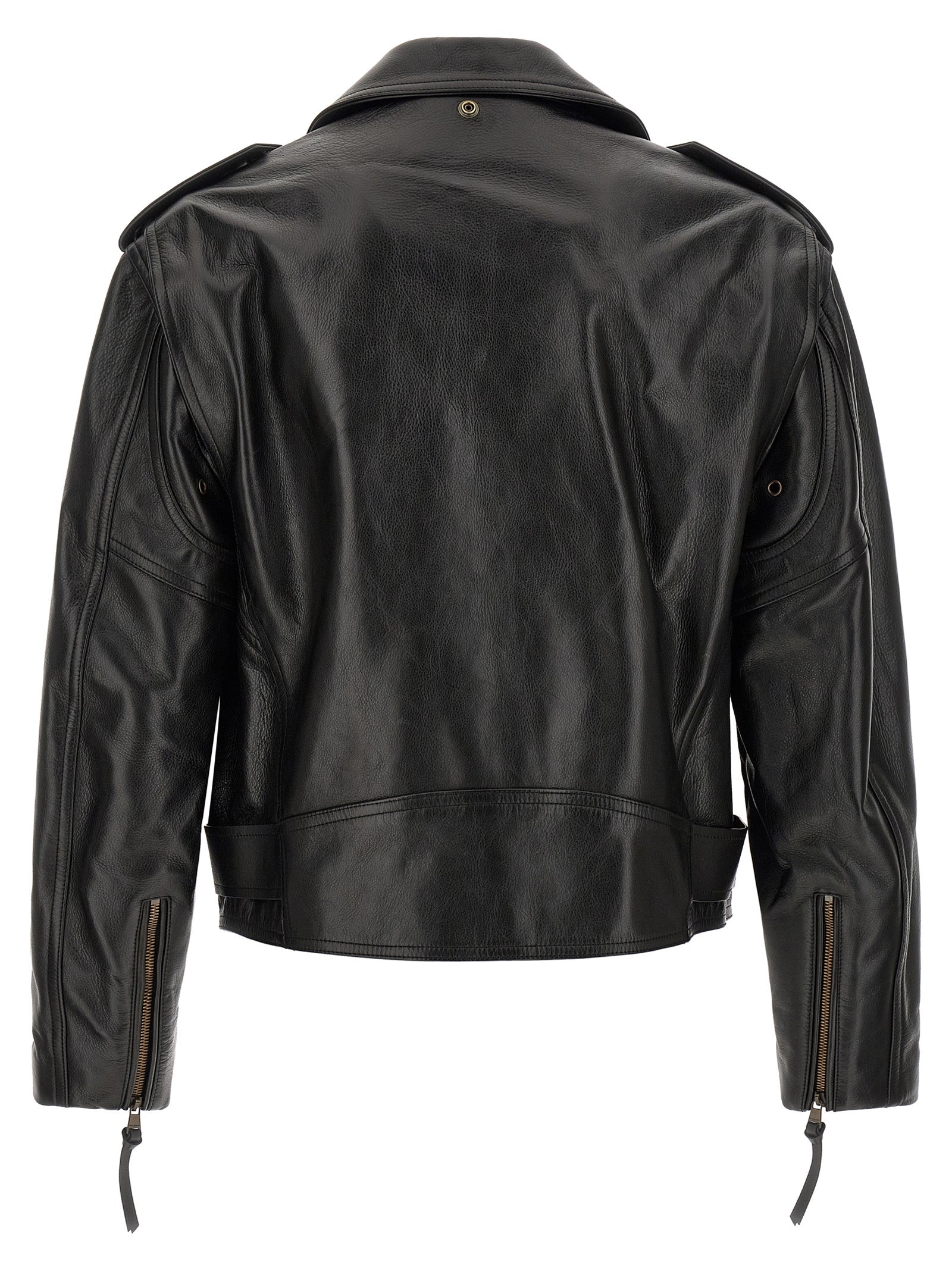 Balmain Black Calfskin Leather Men's Jacket