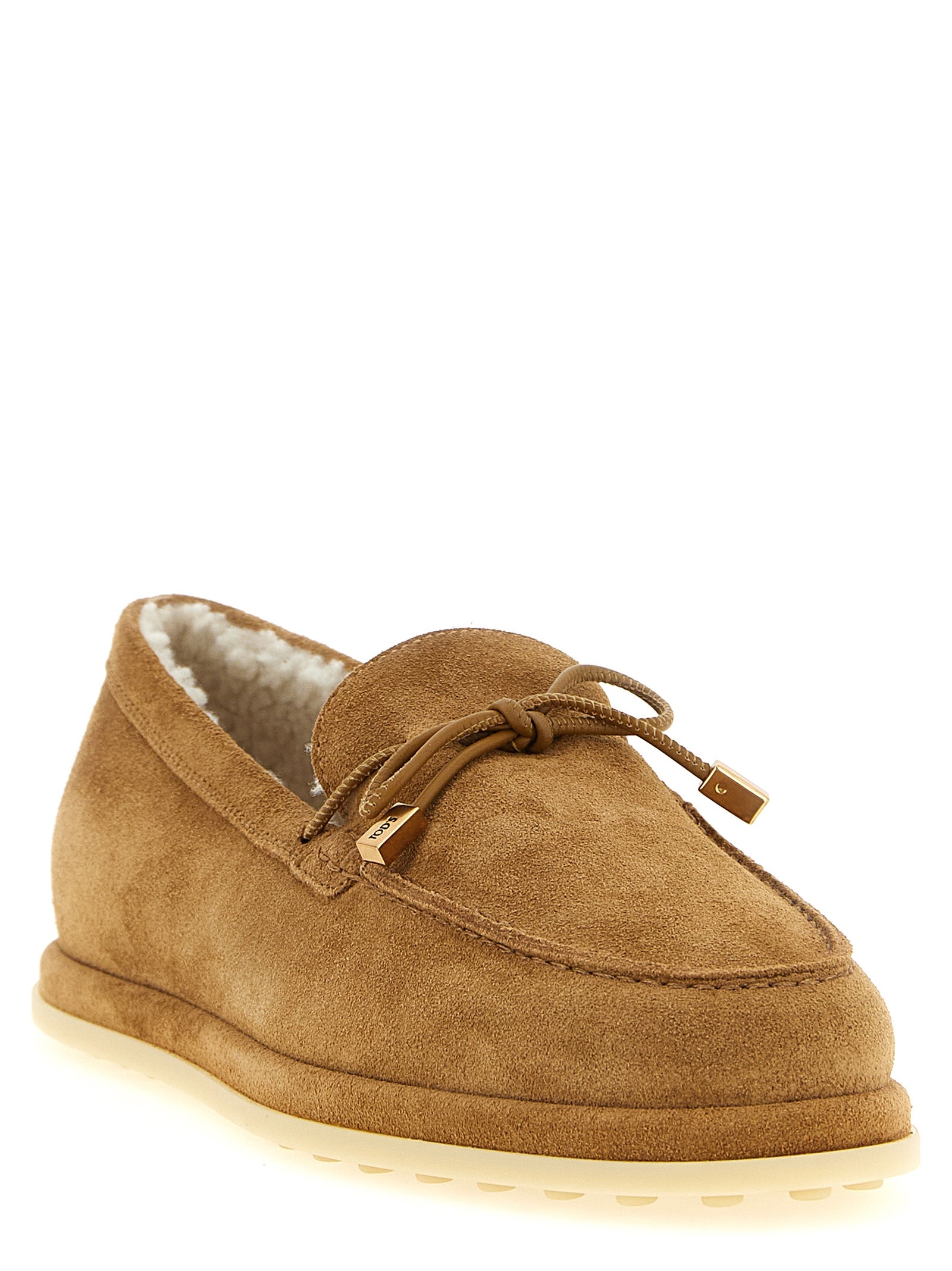 Tod's Beige Calfskin Slip-On Women's Loafers