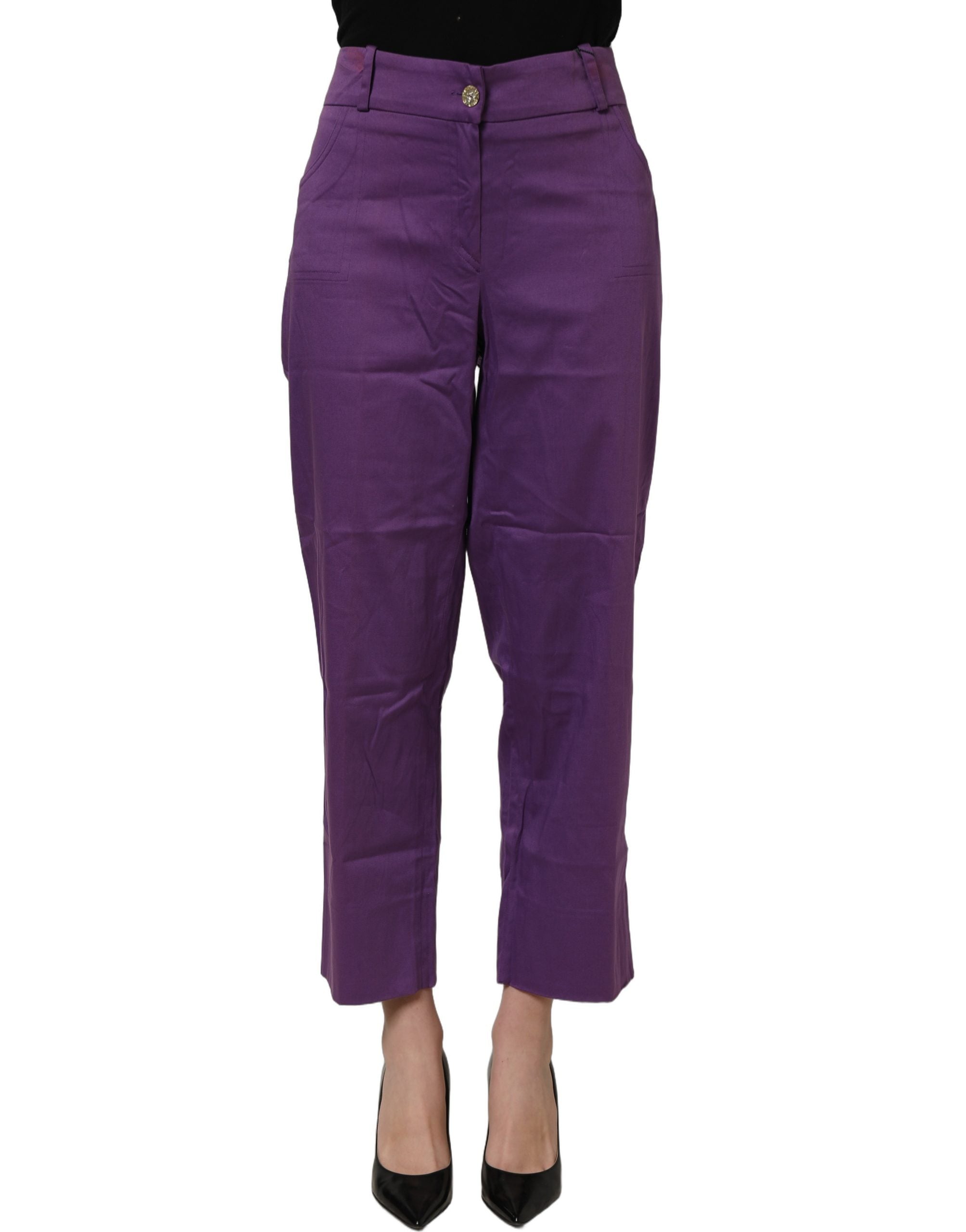BENCIVENGA Violet Cotton Stretch High Waist Cropped Trouser Women's Pants (Pre-Owned)
