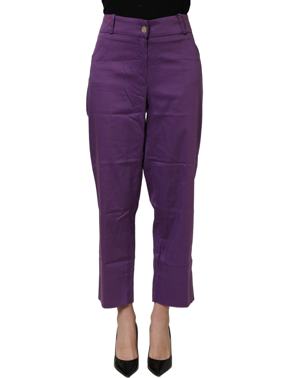 BENCIVENGA Violet Cotton Stretch High Waist Cropped Trouser Women's Pants (Pre-Owned)
