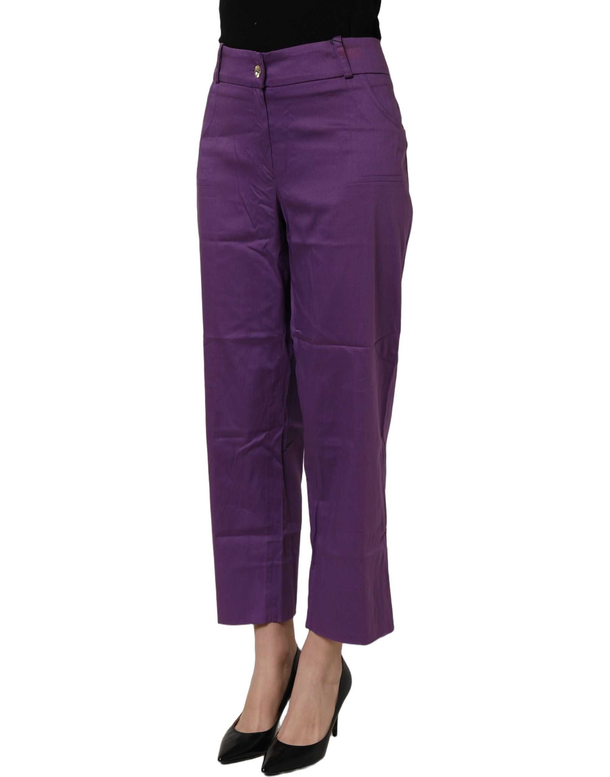 BENCIVENGA Violet Cotton Stretch High Waist Cropped Trouser Women's Pants (Pre-Owned)