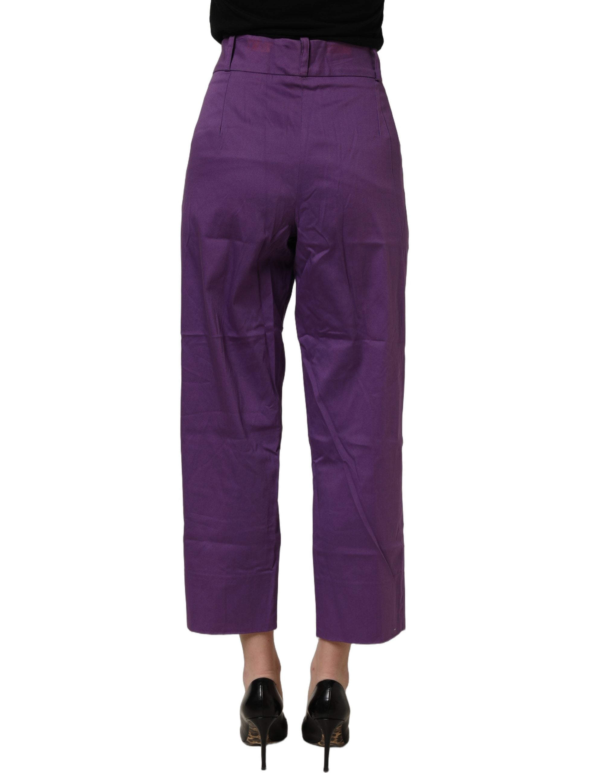BENCIVENGA Violet Cotton Stretch High Waist Cropped Trouser Women's Pants (Pre-Owned)