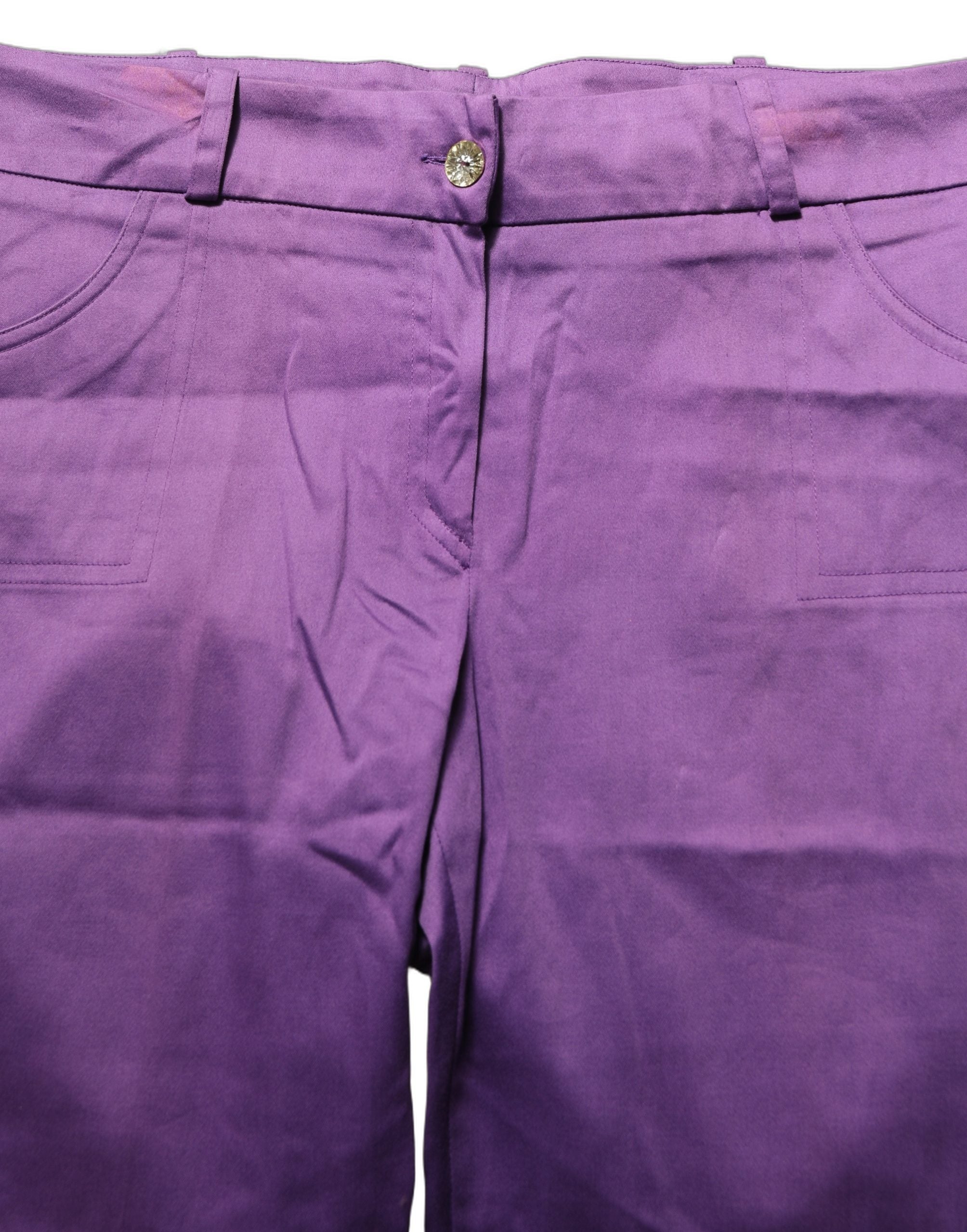 BENCIVENGA Violet Cotton Stretch High Waist Cropped Trouser Women's Pants (Pre-Owned)