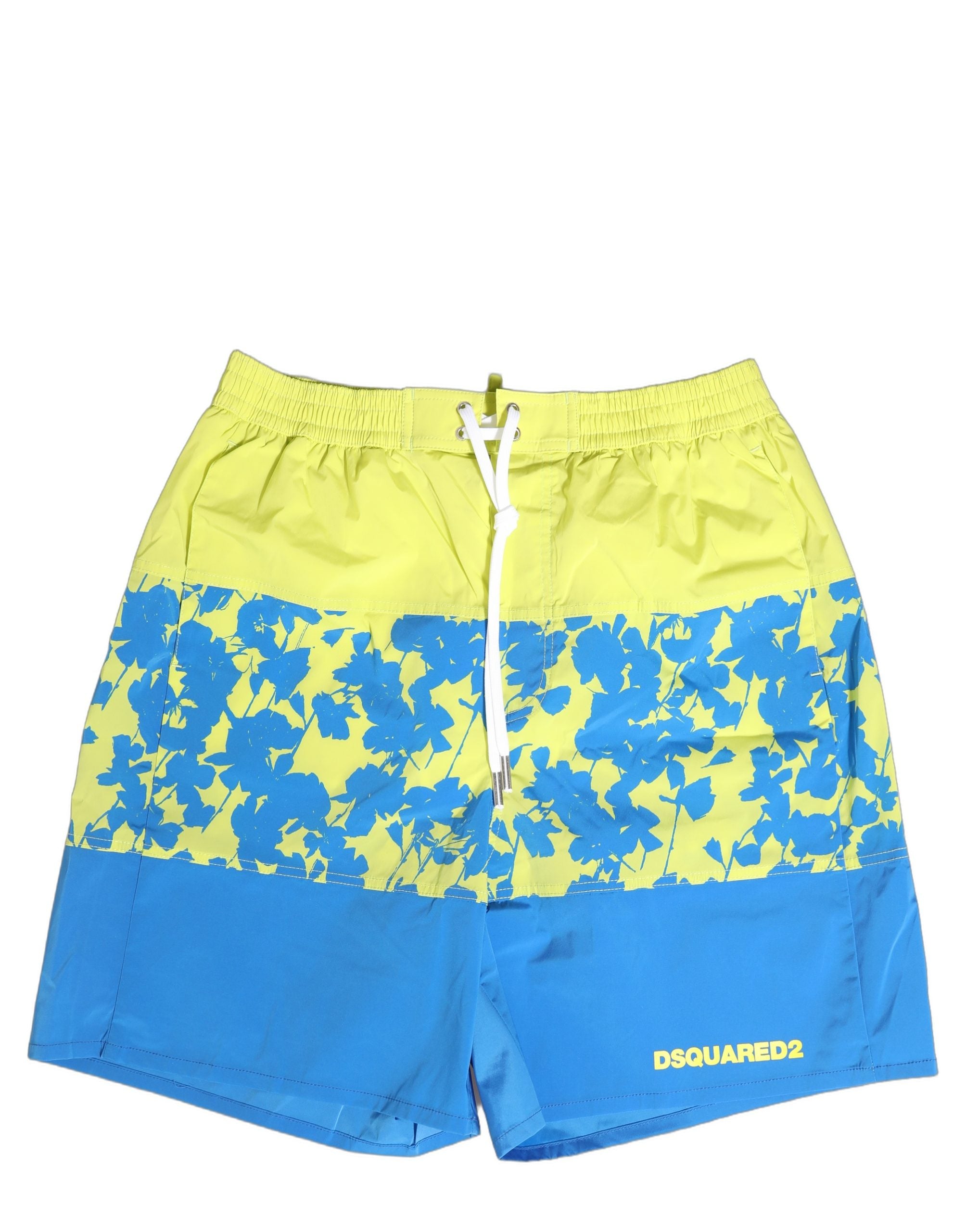 Dsquared² Blue Yellow Floral Boxer Shorts Beachwear Men's Swimwear