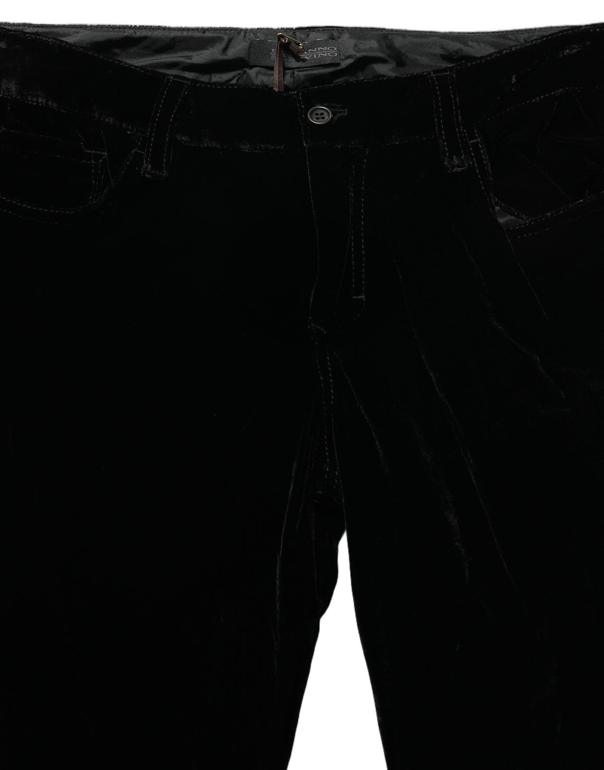 Ermanno Scervino Black Viscose Blend Velvet Slim Fit Women's Pants