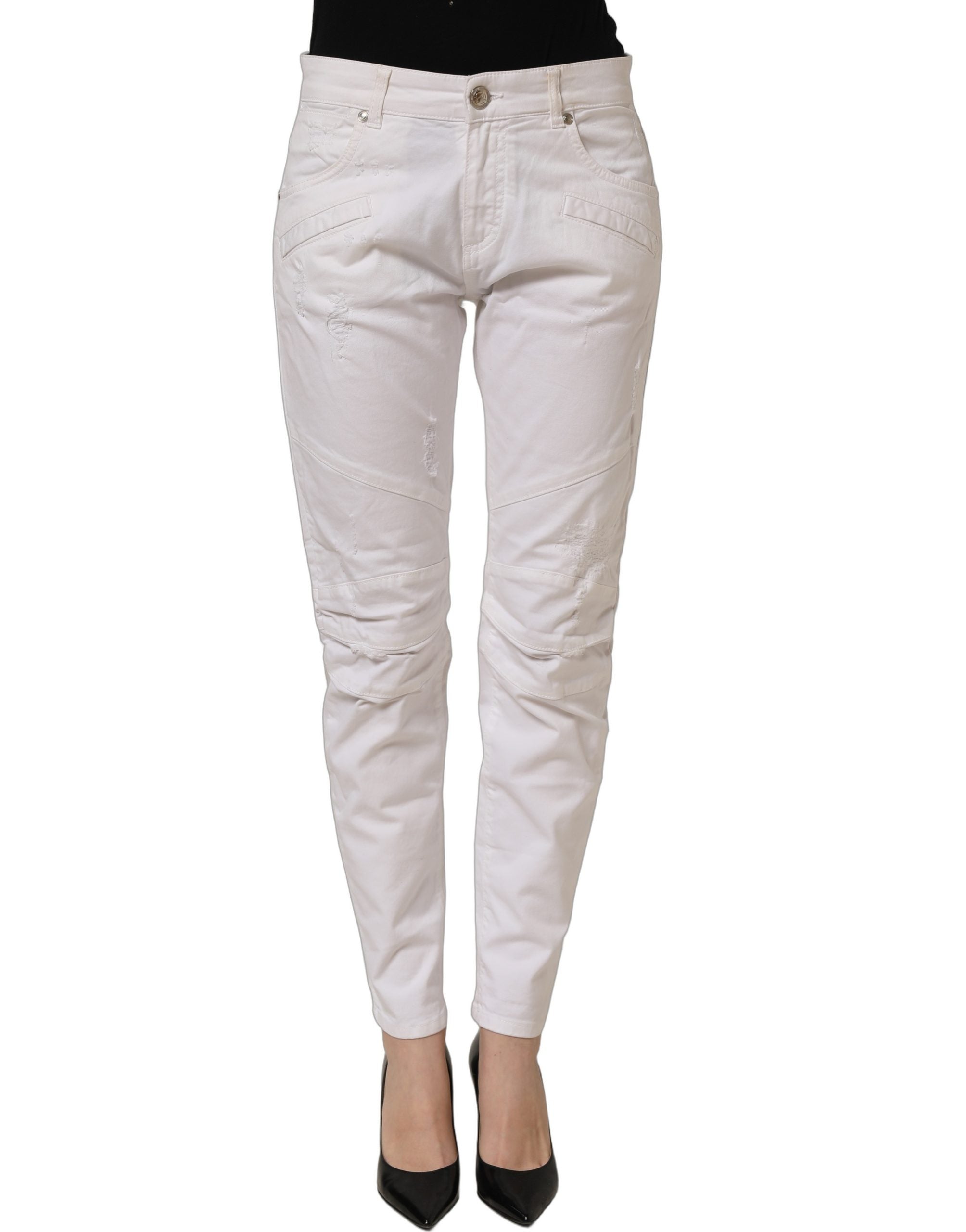 Pierre Balmain White Cotton Stretch Skinny Denim Trouser Women's Jeans (Pre-Owned)