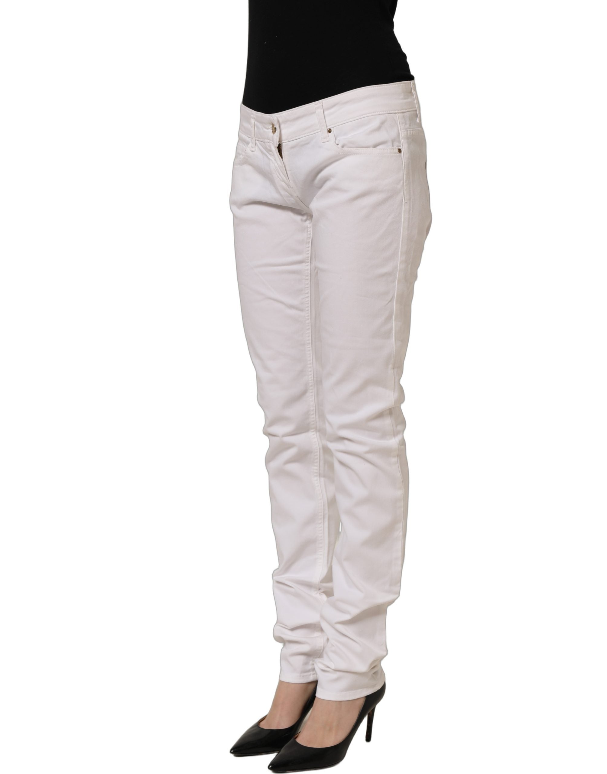 Daniele Alessandrini White Cotton Stretch Skinny Denim Women's Jeans