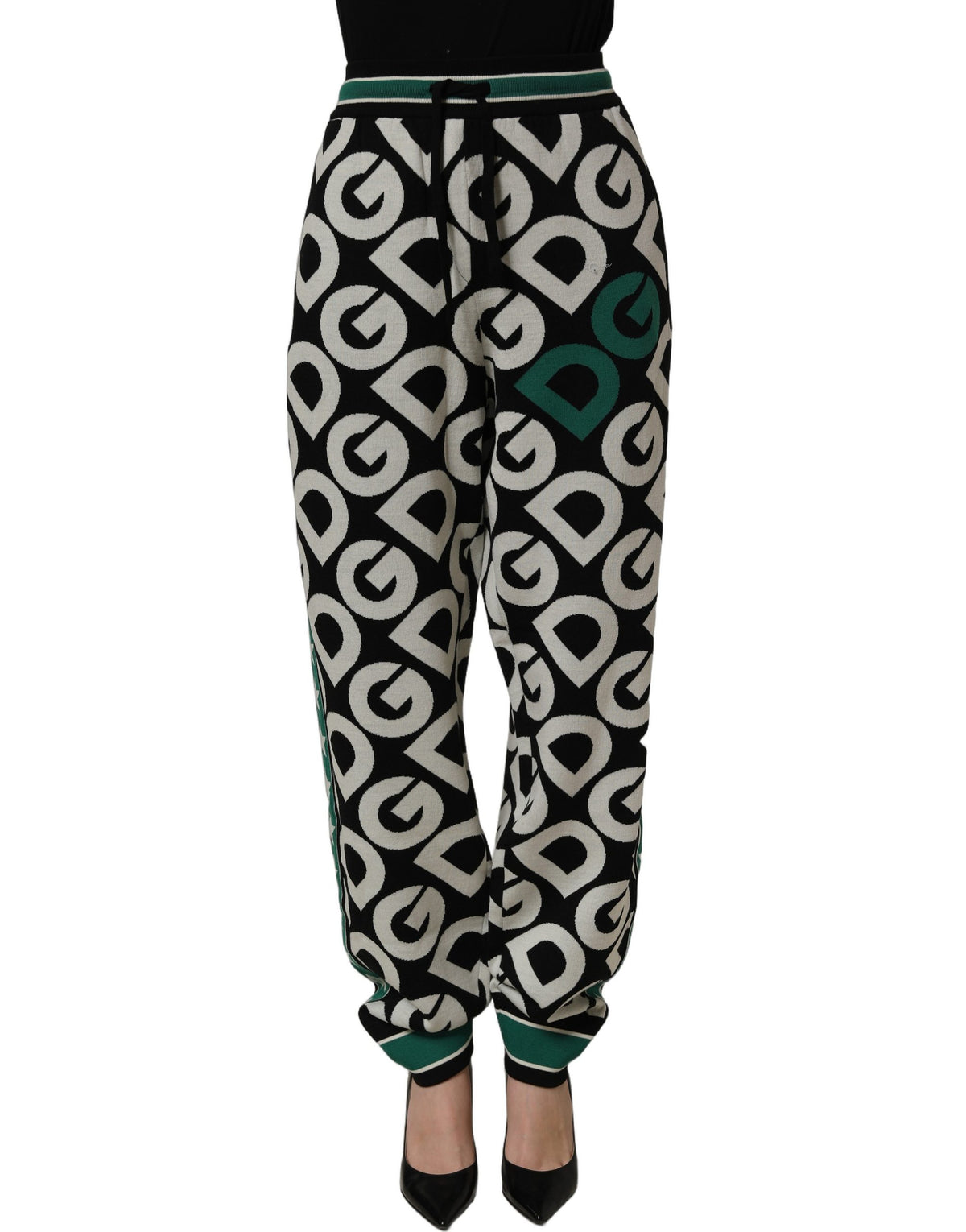 Dolce & Gabbana Black Wool Logo Jogger SweatWomen's Women's Pants