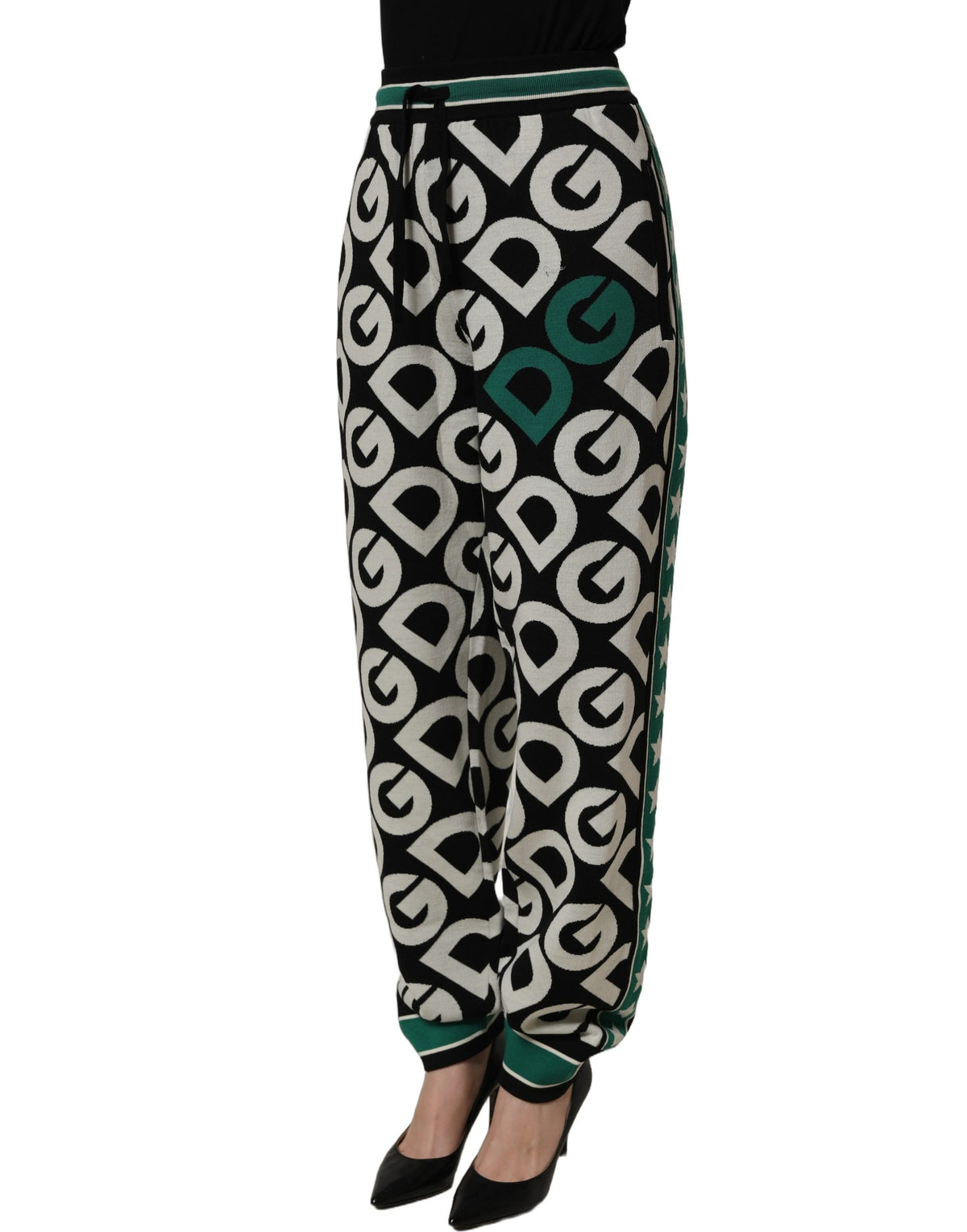 Dolce & Gabbana Black Wool Logo Jogger SweatWomen's Women's Pants