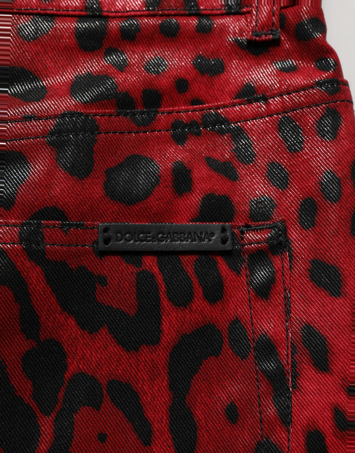 Dolce & Gabbana Red Leopard Cotton 5 Pockets Trouser Women's Jeans