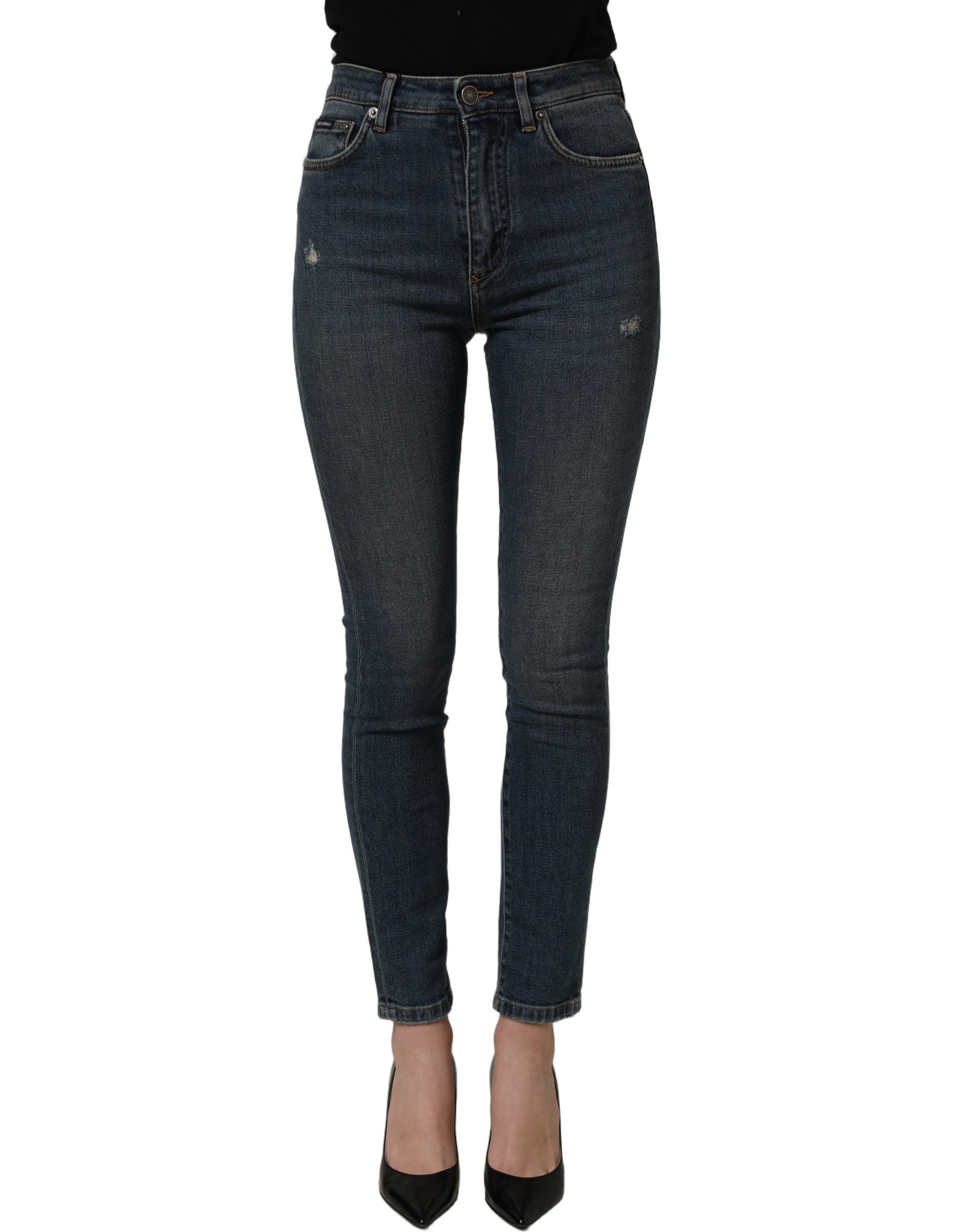 Dolce & Gabbana Blue Cotton Stretch Skinny Denim Trouser Women's Jeans