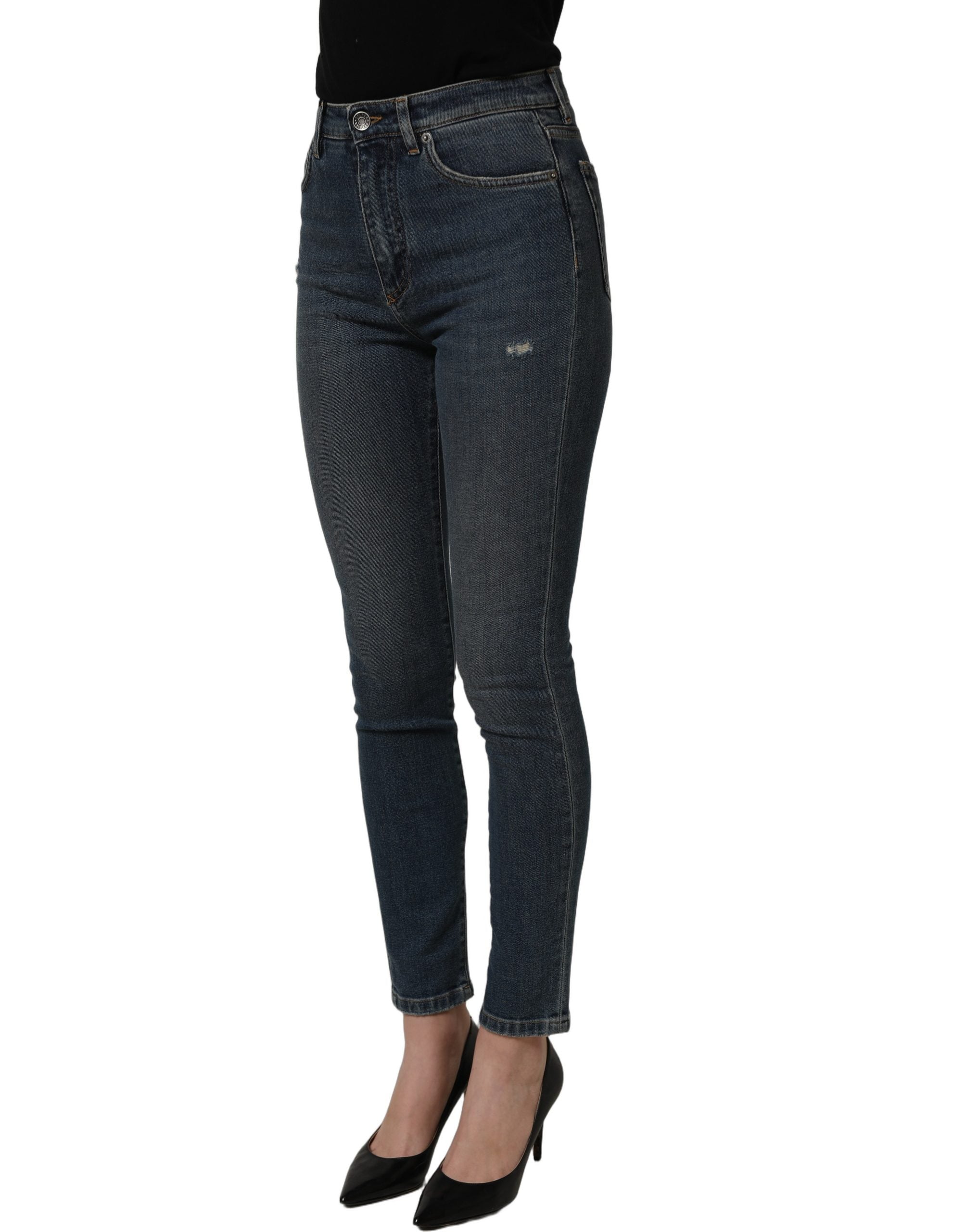 Dolce & Gabbana Blue Cotton Stretch Skinny Denim Trouser Women's Jeans