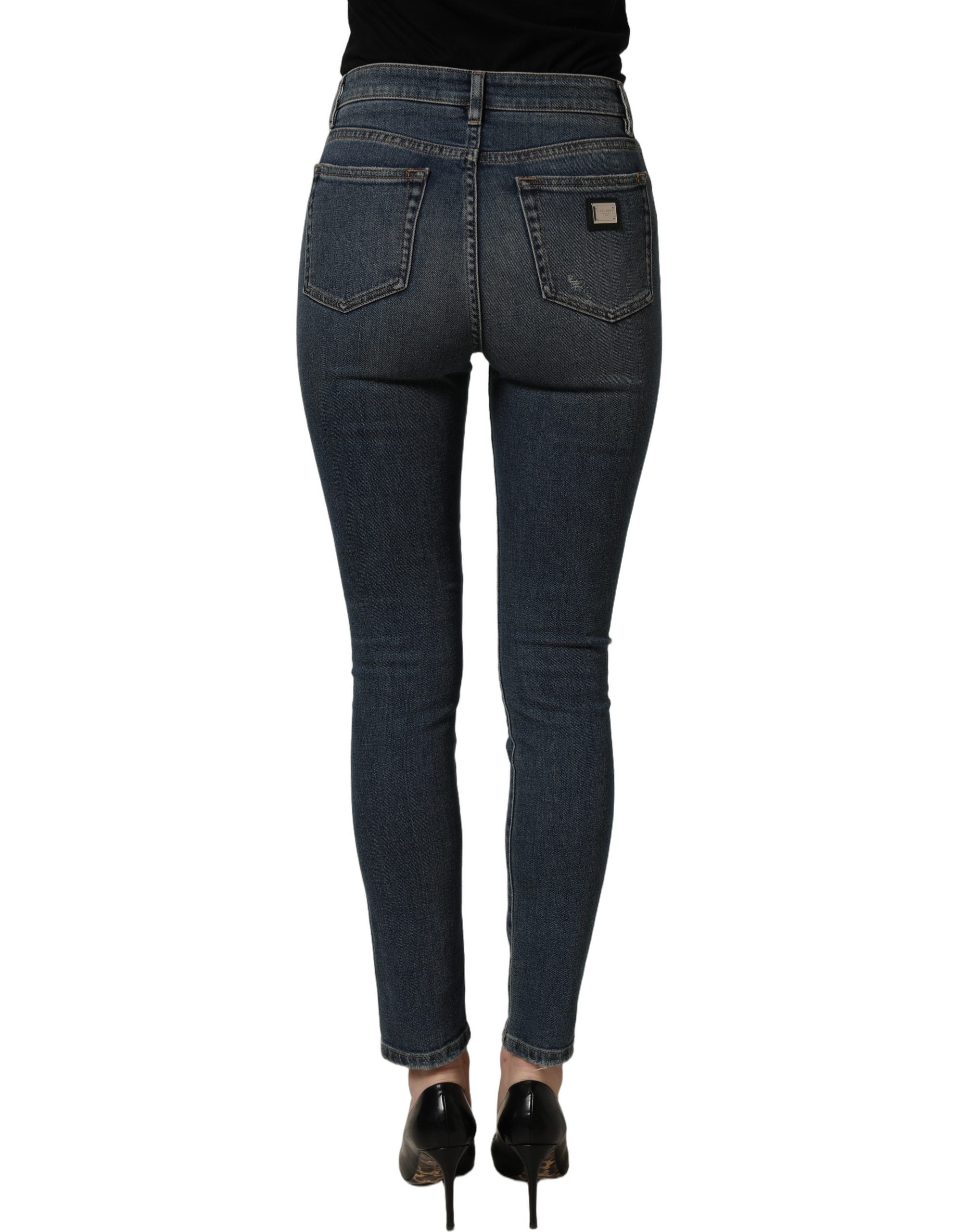 Dolce & Gabbana Blue Cotton Stretch Skinny Denim Trouser Women's Jeans