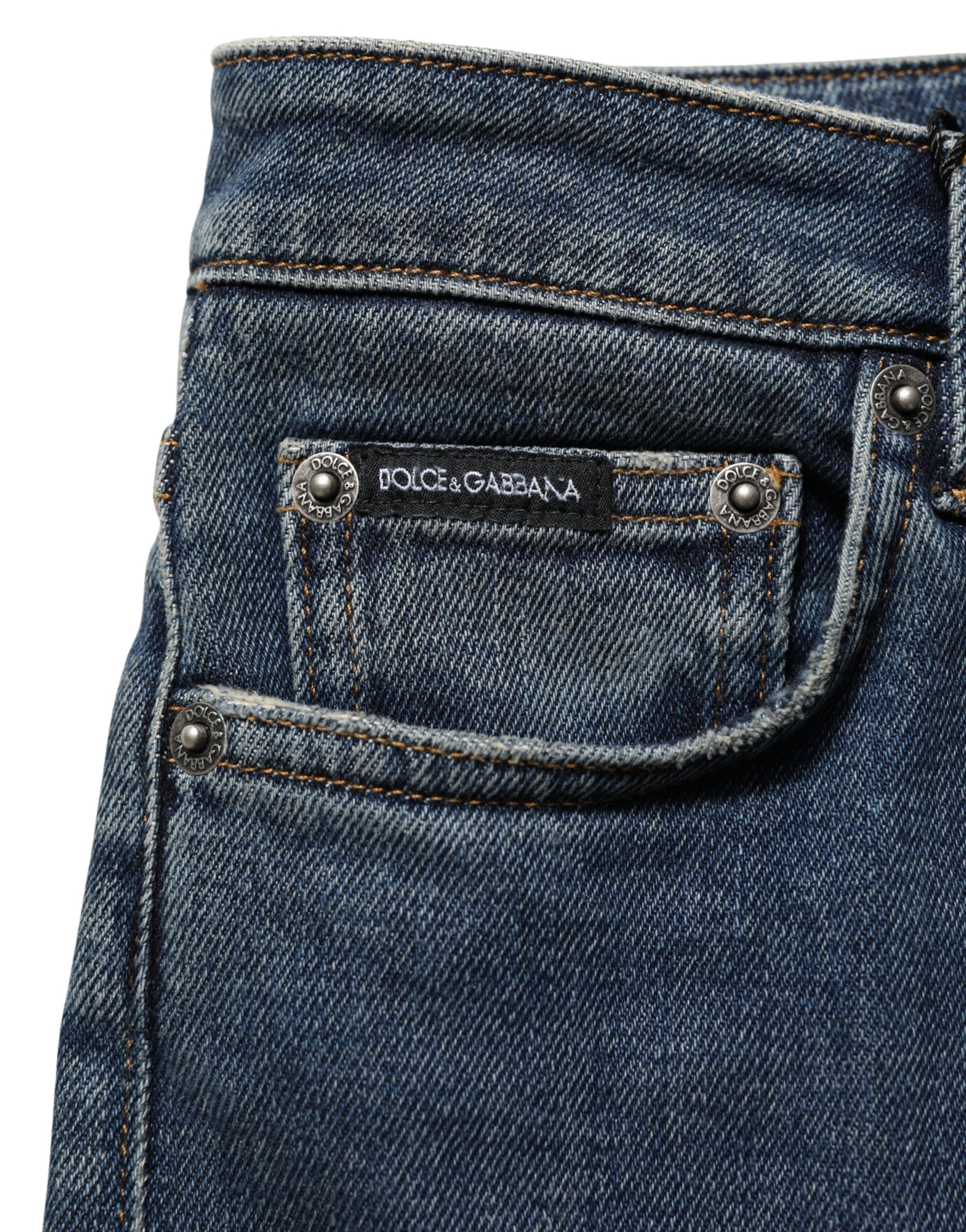 Dolce & Gabbana Blue Cotton Stretch Skinny Denim Trouser Women's Jeans