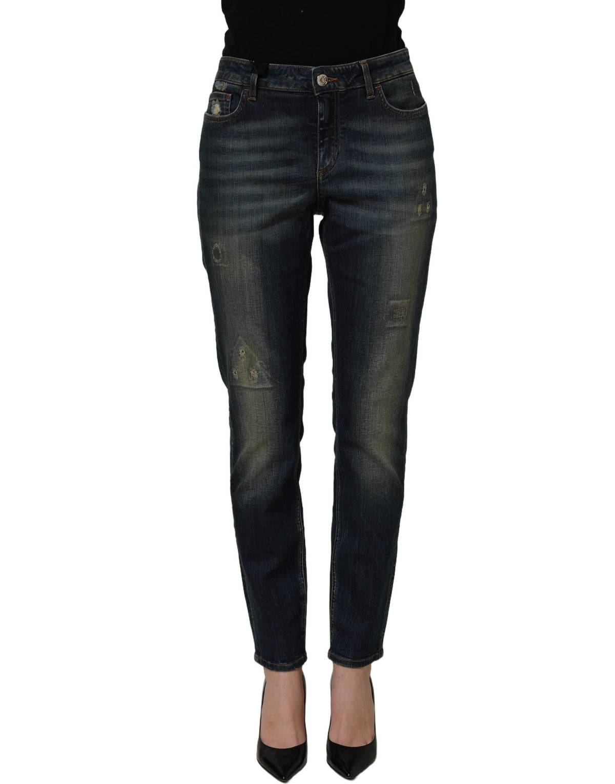 Dolce & Gabbana Blue Cotton Stretch Skinny Denim Women's Jeans