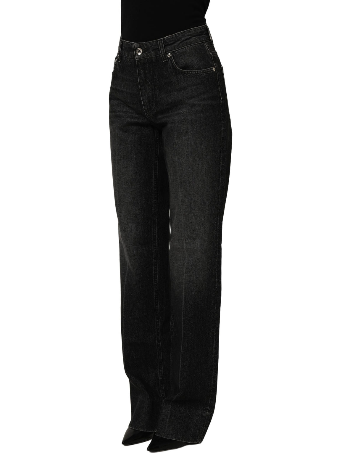 Dolce & Gabbana Black Cotton Stretch Straight Denim Women's Jeans