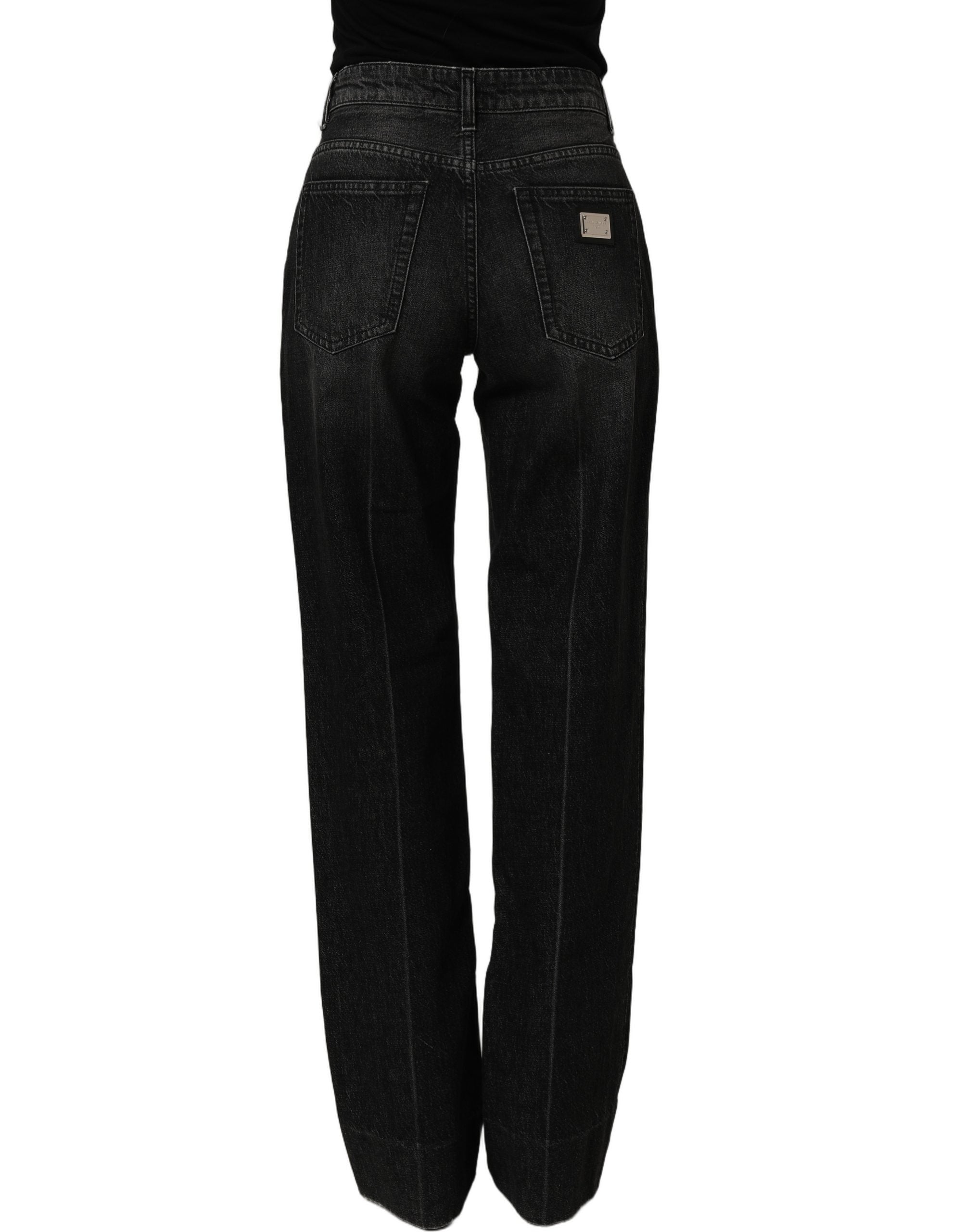 Dolce & Gabbana Black Cotton Stretch Straight Denim Women's Jeans
