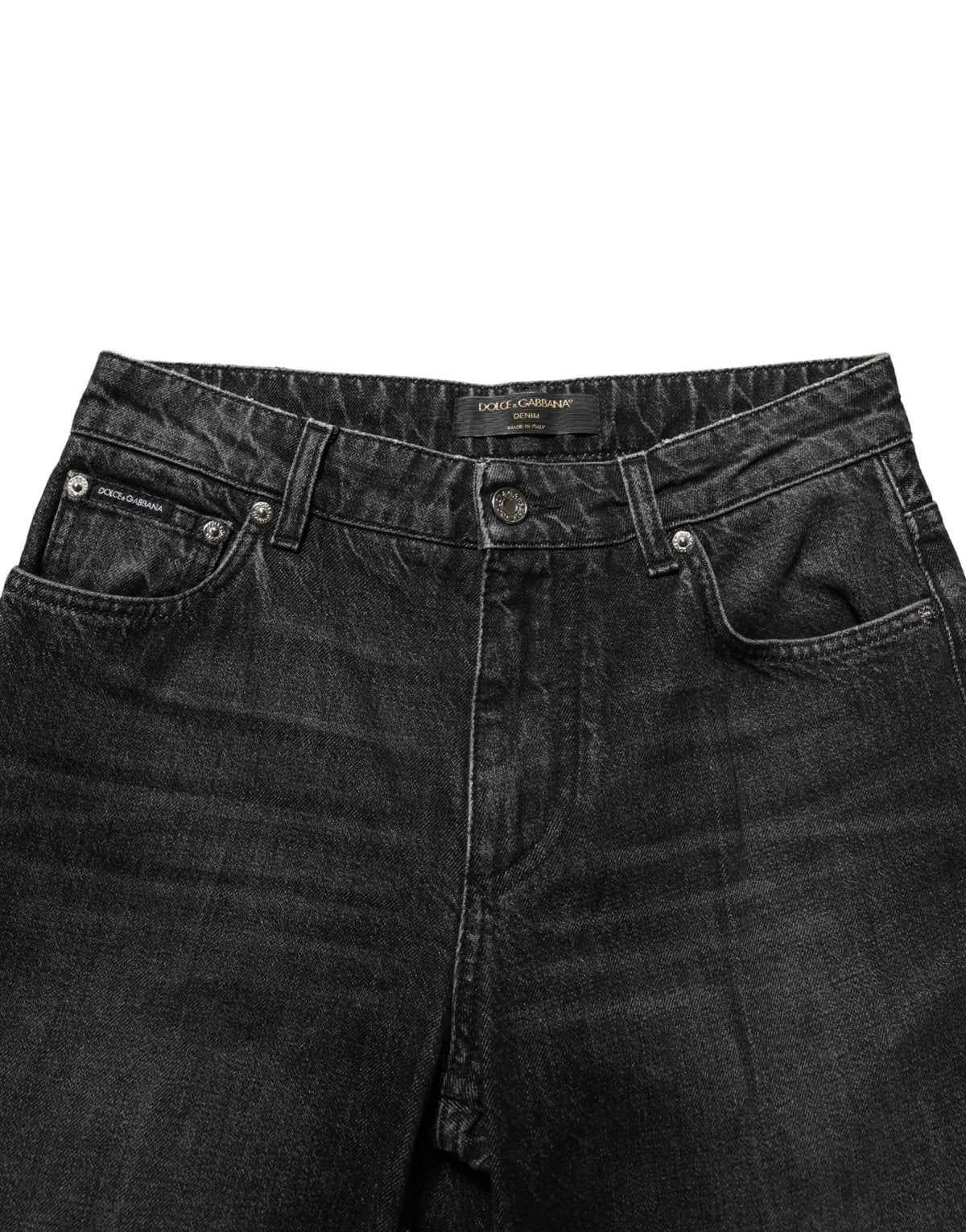 Dolce & Gabbana Black Cotton Stretch Straight Denim Women's Jeans