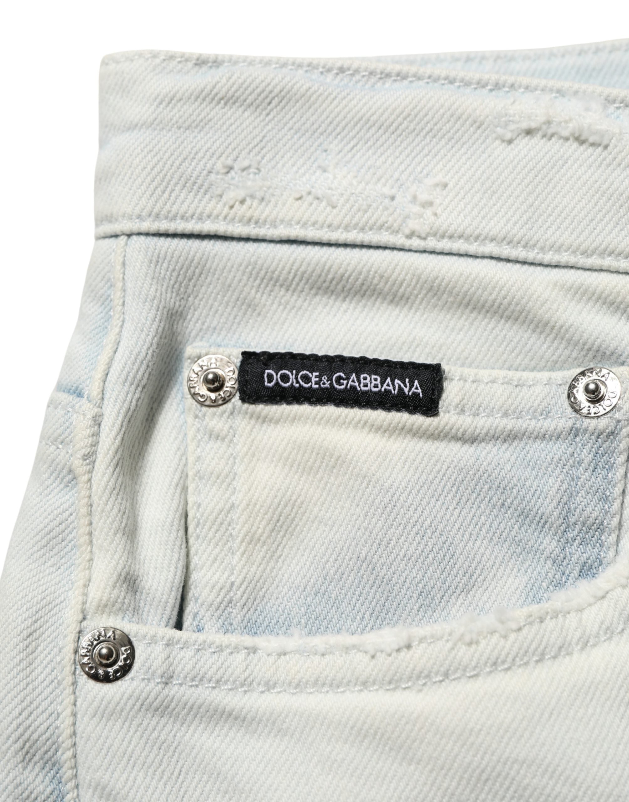 Dolce & Gabbana Light Blue Cotton Stretch Skinny Denim Women's Jeans (Pre-Owned)