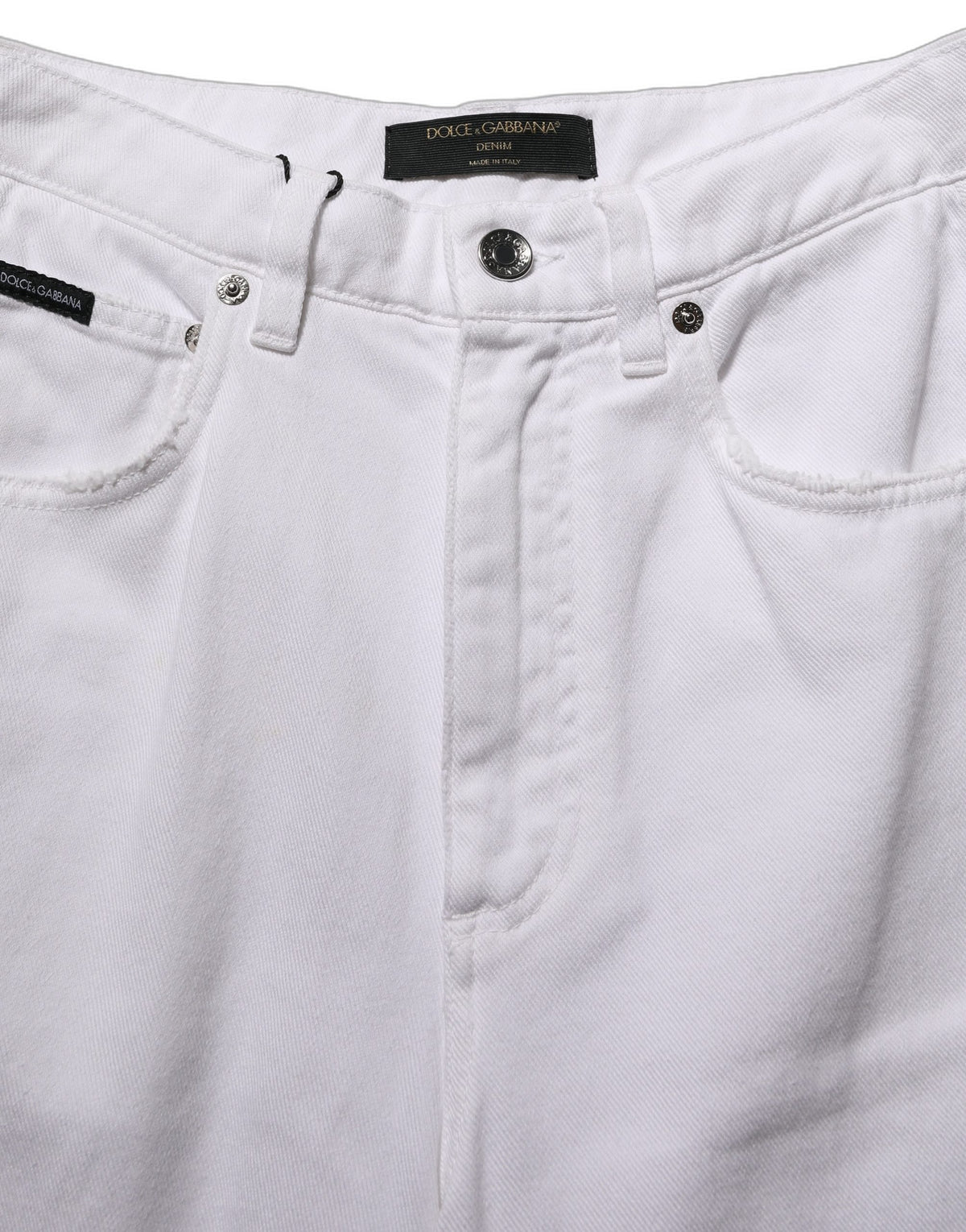 Dolce & Gabbana White Cotton Stretch Wide Leg Denim Women's Jeans