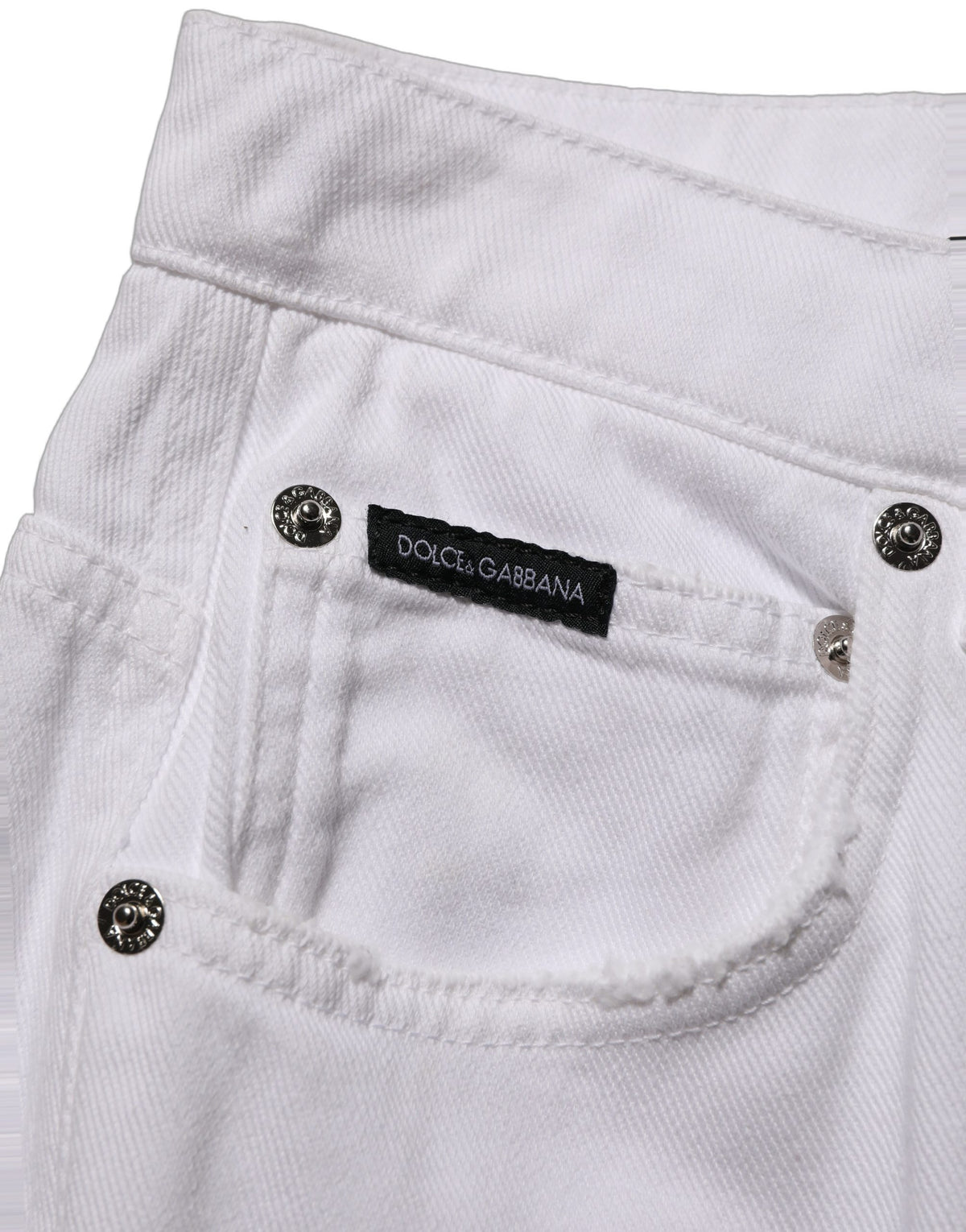 Dolce & Gabbana White Cotton Stretch Wide Leg Denim Women's Jeans