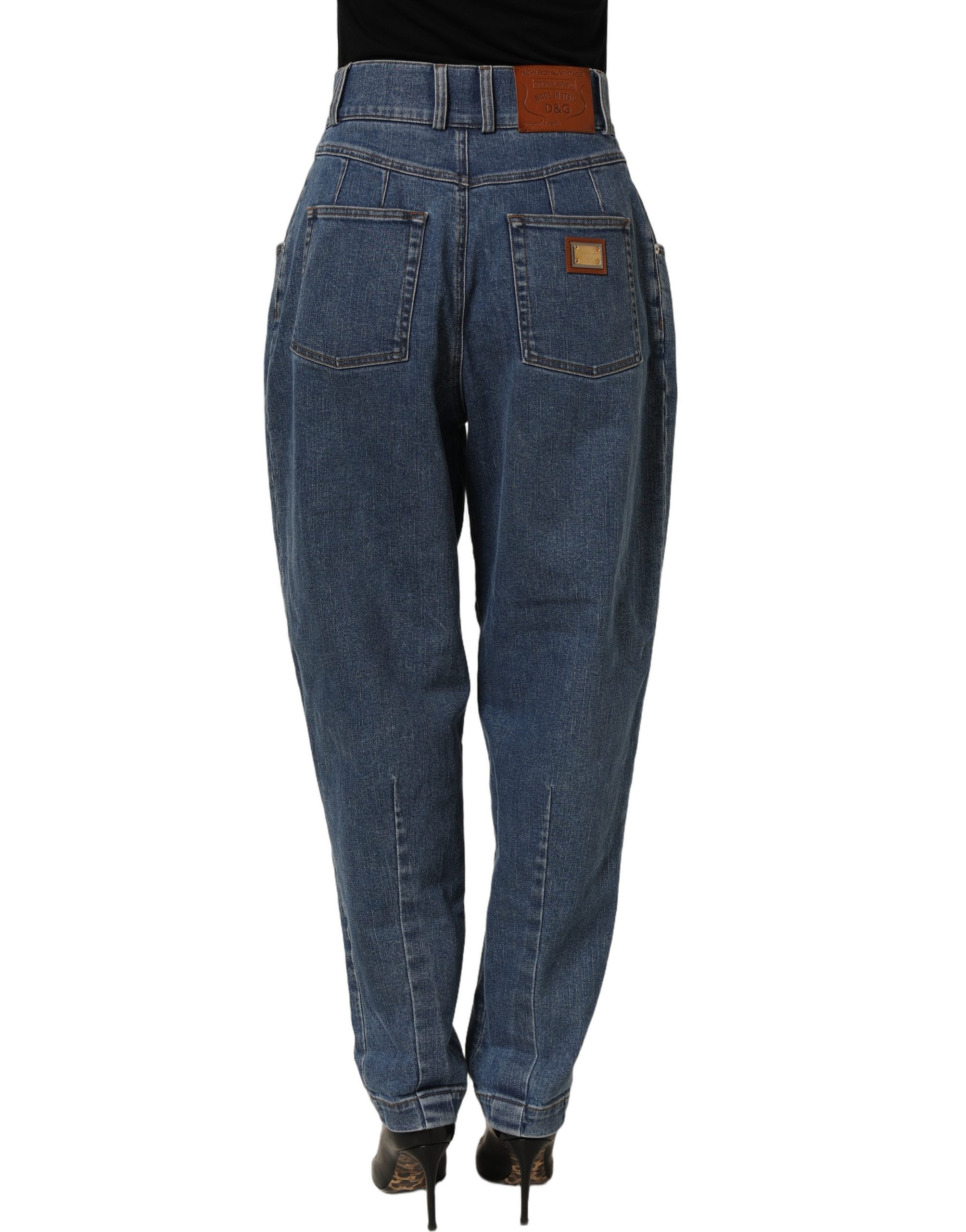 Dolce & Gabbana Dark Blue Cotton Stretch Tapered Denim Women's Jeans