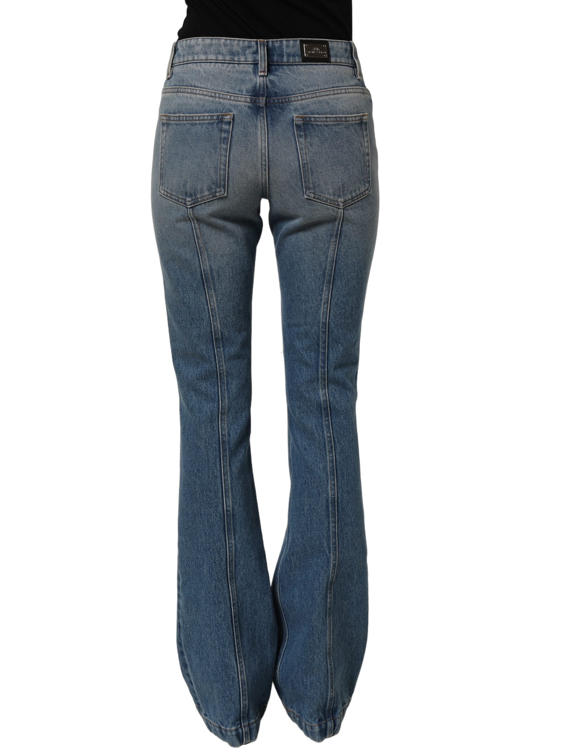 Dolce & Gabbana Blue Cotton Boot Cut Denim Trouser Women's Jeans