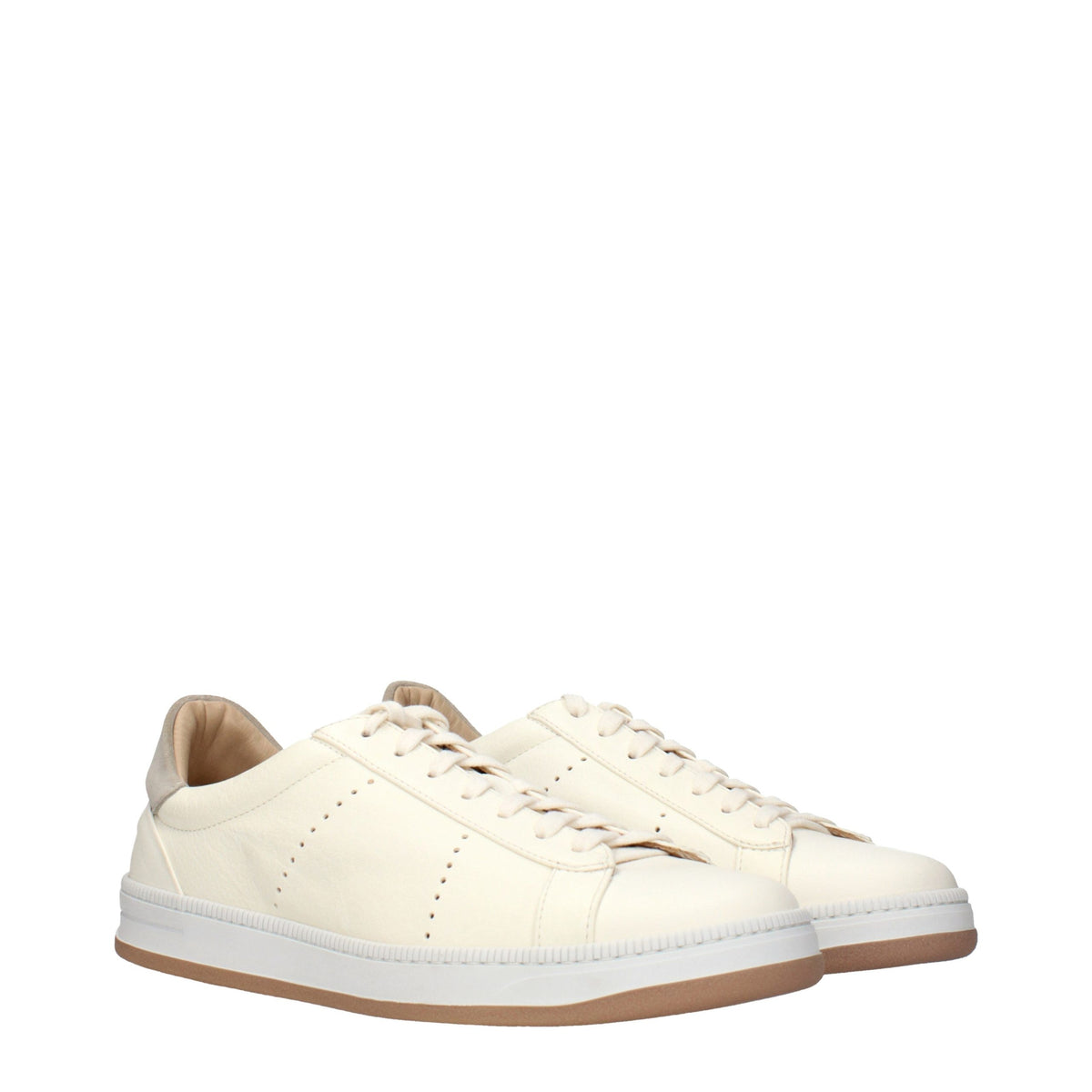 Eleventy Beige Leather Men's Sneakers