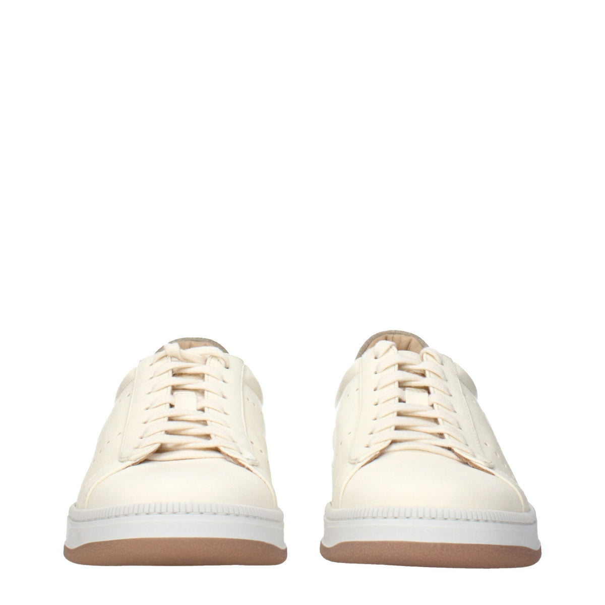 Eleventy Beige Leather Men's Sneakers