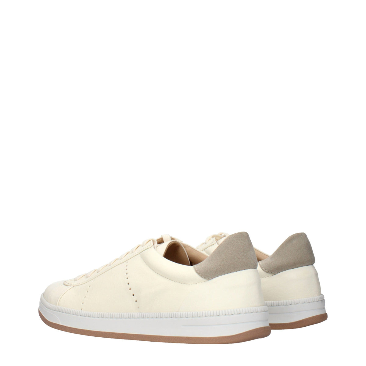 Eleventy Beige Leather Men's Sneakers