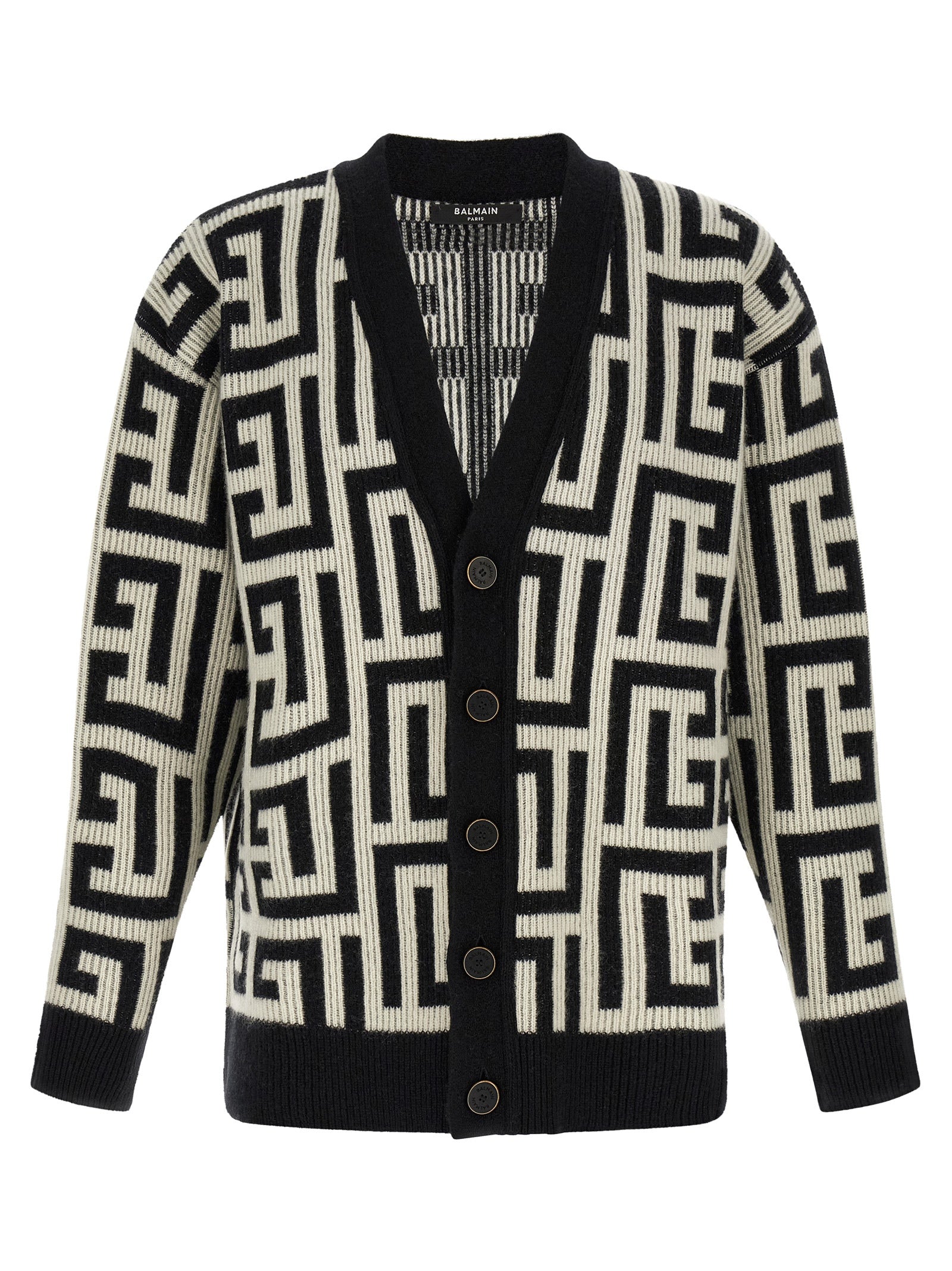 Balmain Bicolor Merino Wool Men's Cardigan