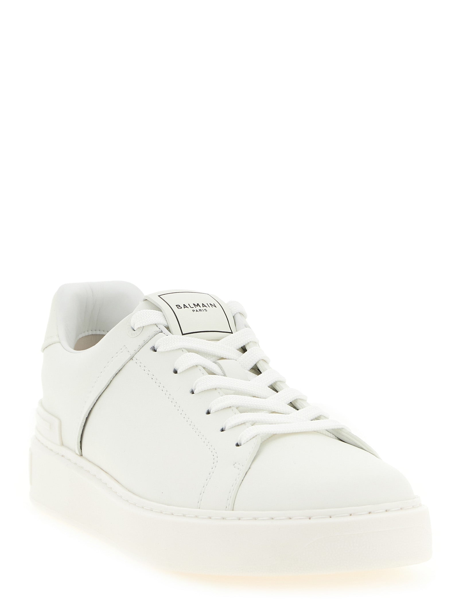 Balmain White Calfskin Low Top Men's Sneakers